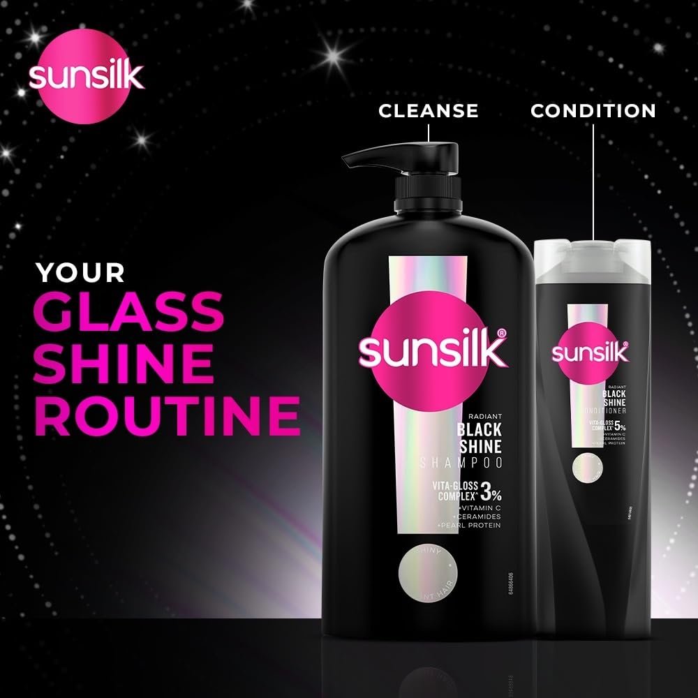 Sunsilk Stunning Black Shine Shampoo 1 L|| With Amla + Oil & Pearl Protein|| Gives Shiny|| Moisturised and Fuller Hair - Paraben Free thumbnail