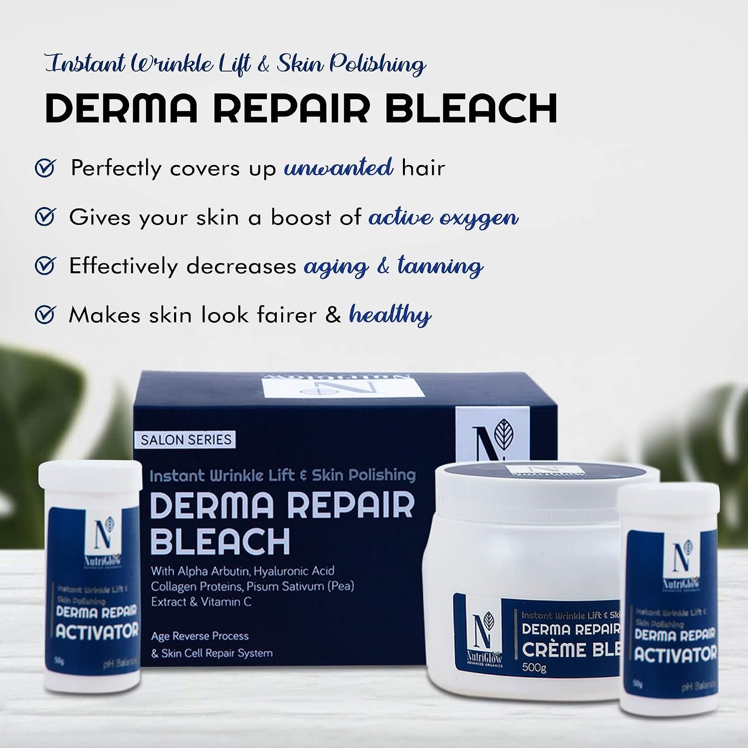 NutriGlow Advanced Organics Derma Repair Cream Bleach Kit 700g thumbnail