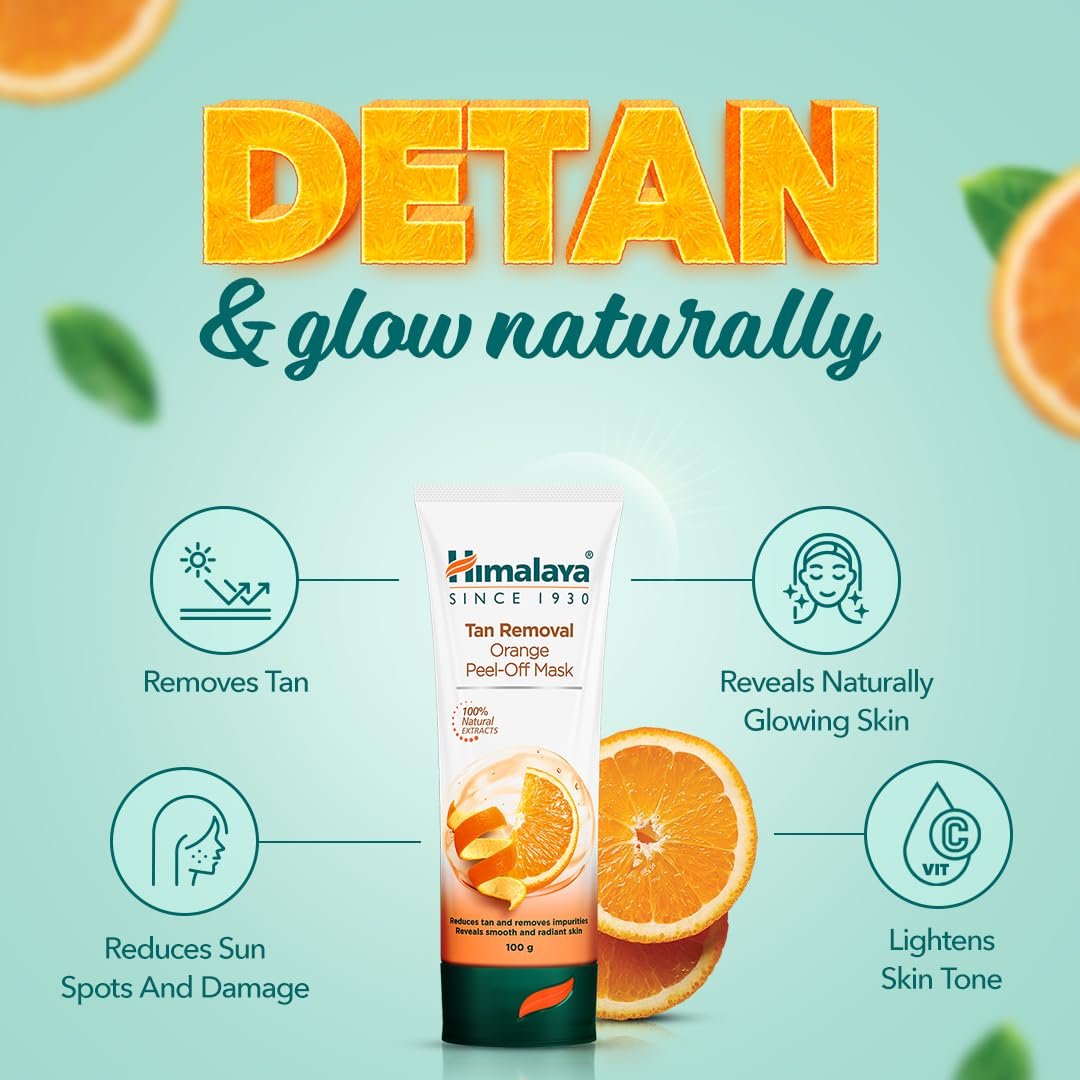Himalaya Herbals Tan Removal Orange Peel-Off Mask – Facial Mask for Tan & Dullness Care, Fresh & Radiant-Looking Skin, 100g thumbnail