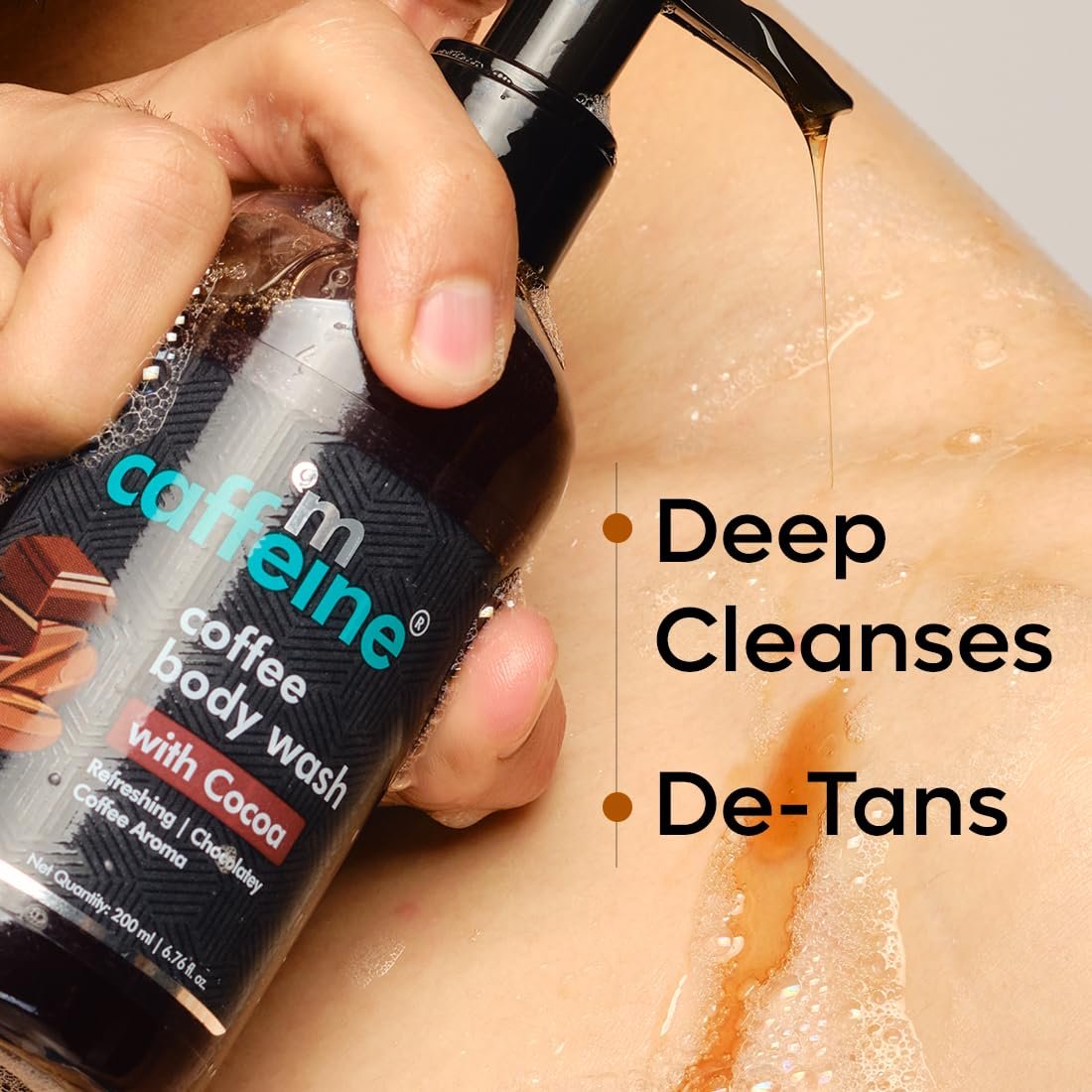 mCaffeine Coffee Body Wash with Cocoa | De-Tan & Deep Cleansing | Enriched with Vitamin E & in Energizing Aroma of Chocolate | Shower Gel | 200ml thumbnail