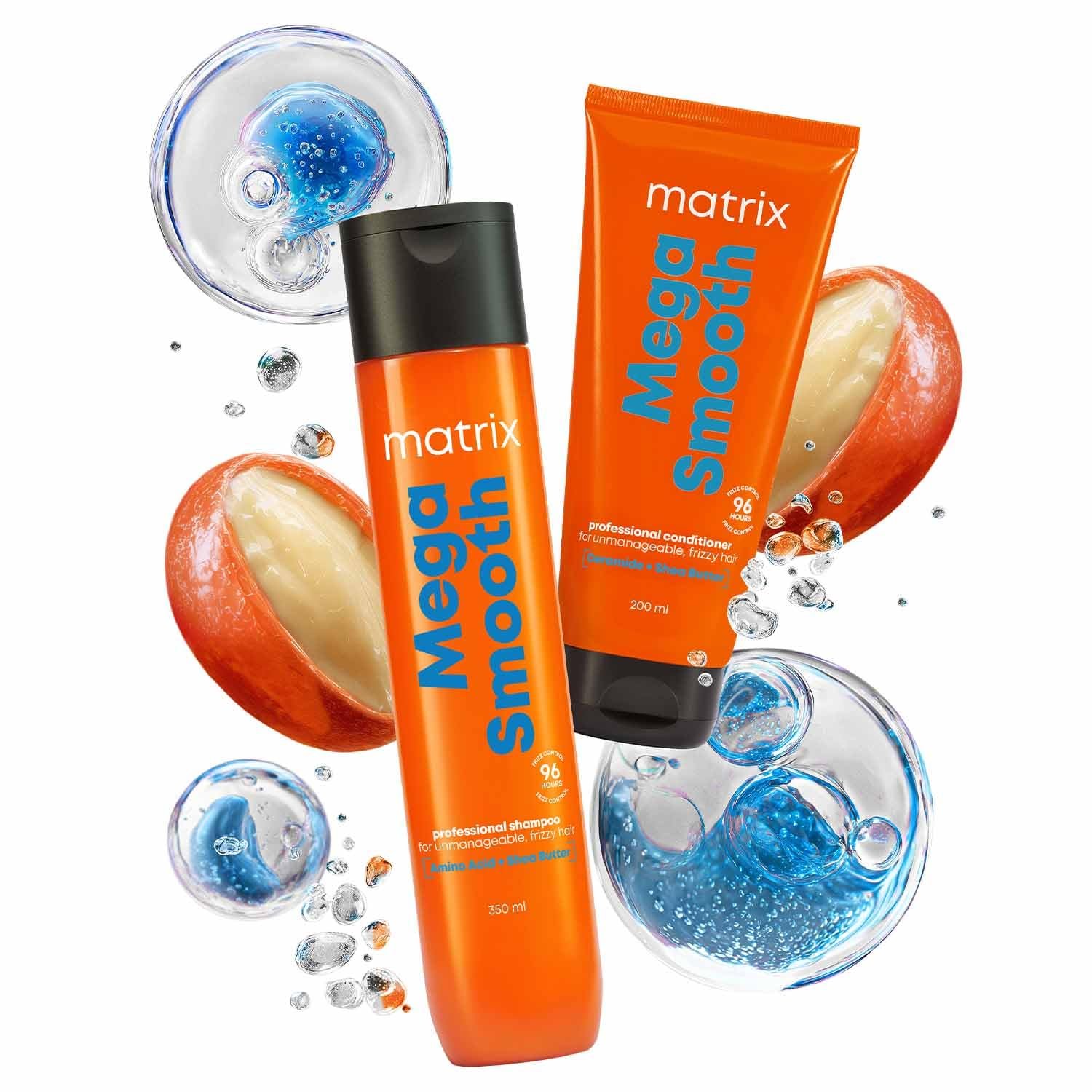 Matrix Professional Mega Smooth Shampoo(350ml) and Conditioner (200ml) Combo with Shea Butter | Max Smoothness for 4 Days | Used by 1 Lakh Hairstylists* | For All Hair Types | Paraben Free thumbnail