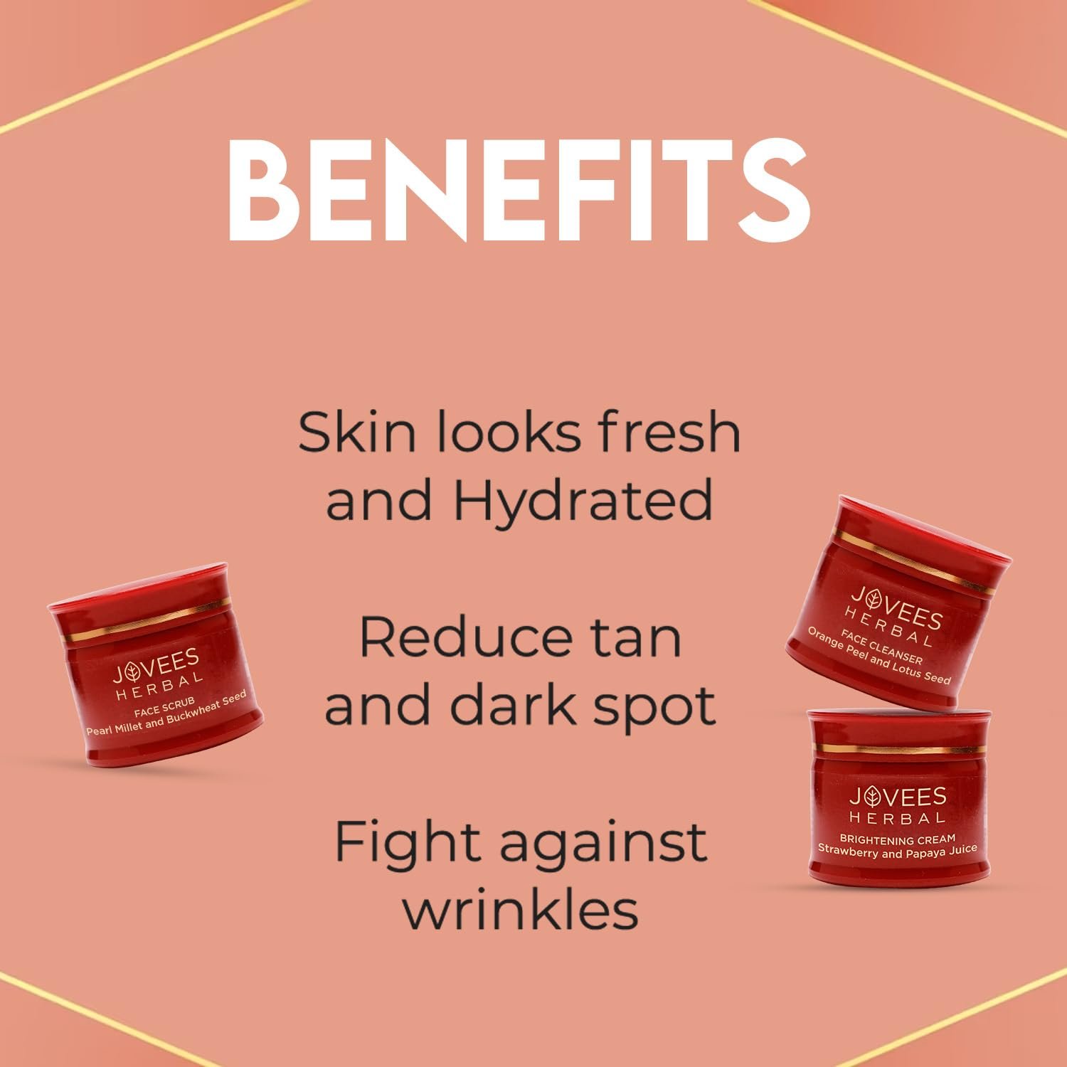 Jovees Herbal Bridal Brightening Facial Kit For Brighter & Radiant Glow With 5 Easy Steps | Kit for Reduced Pigmentation Improves Uneven Skin Tone, Dark Spots & Dullness- Multiple Use thumbnail