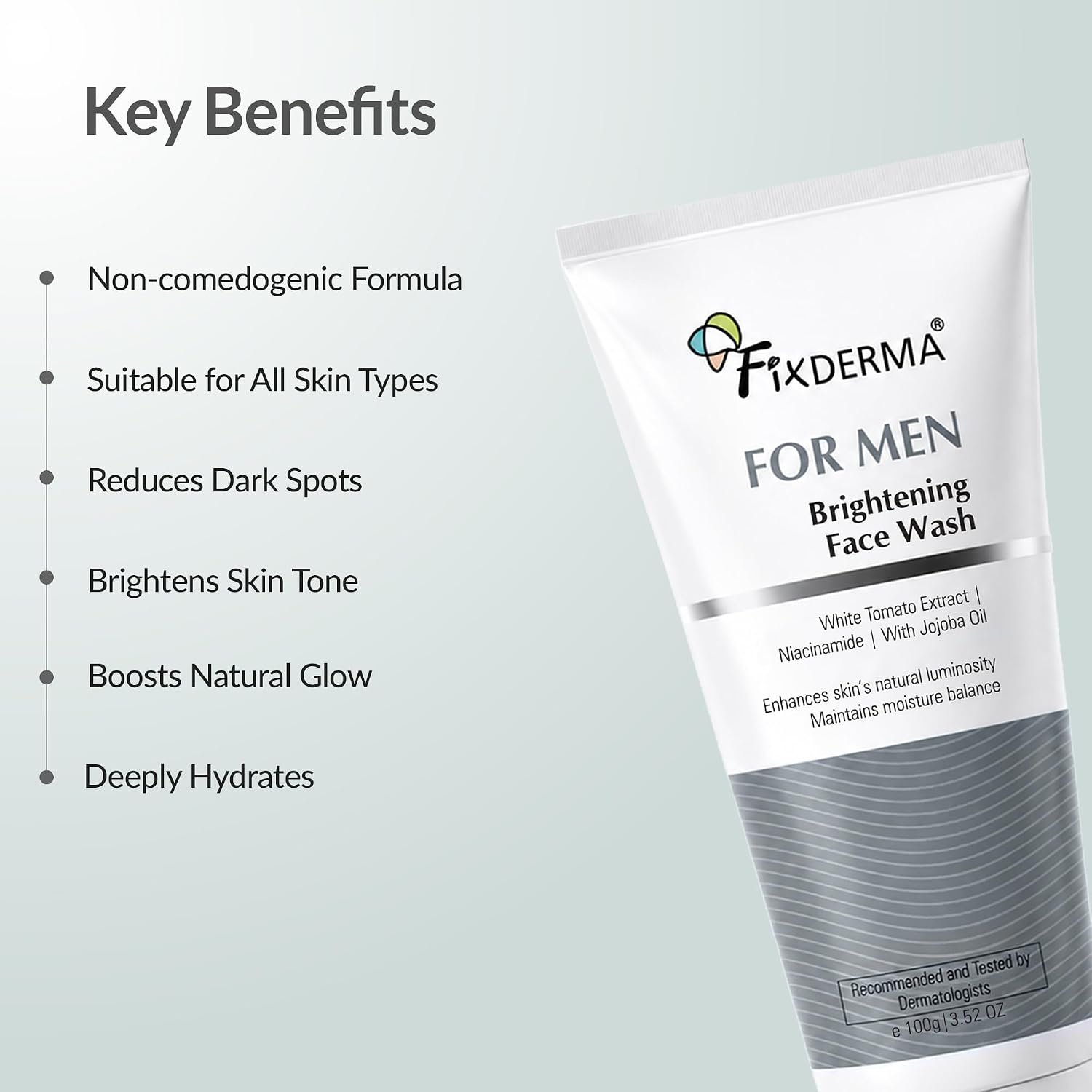 Fixderma Brightening Face Wash for Men with Niacinamide | Gentle Facial Cleanser for Clean, Fresh & Bright-Looking Skin | 100ml thumbnail