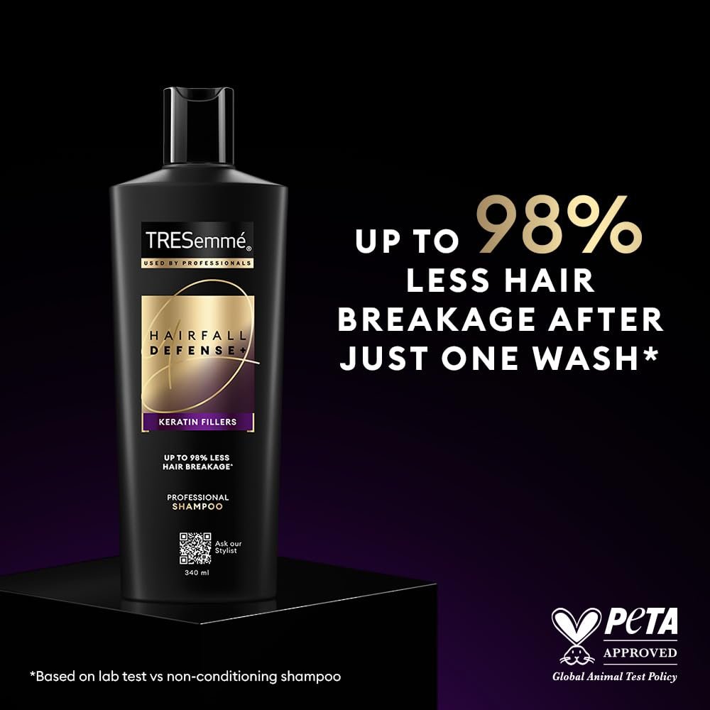 TRESemme Hairfall Defense+ Shampoo 180ml With Keratin Fillers | Longer and Stronger hair | Prevents Hair Fall due to Breakage | Paraben-Free thumbnail