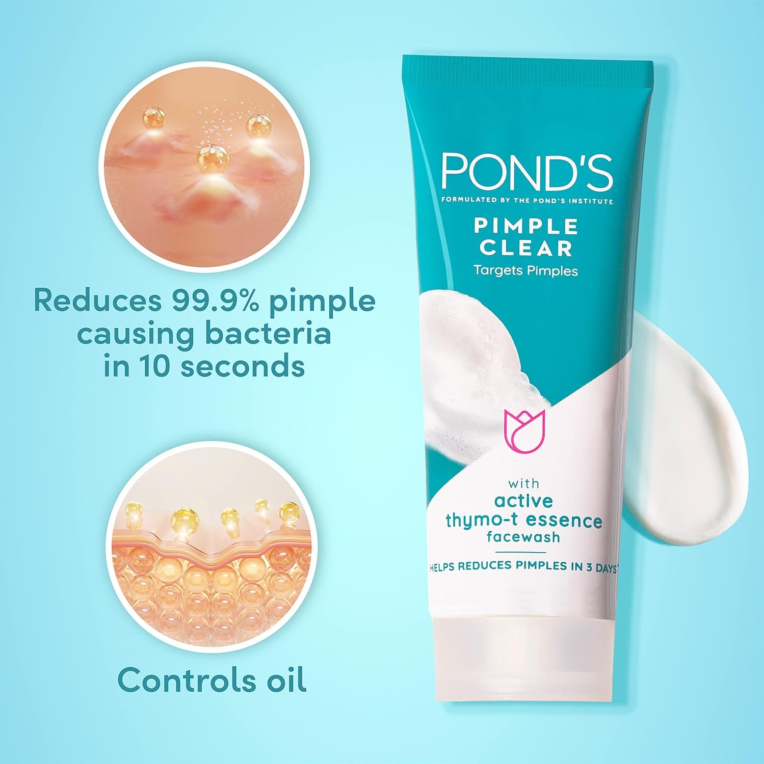 POND's Pimple Clear, Facewash, 100G, For Glowing Skin, With Active Thymo-T Essence Formula, Helps Reduce Pimples In 3 Days, Face Wash Controls Oil, Reduces Blackheads thumbnail