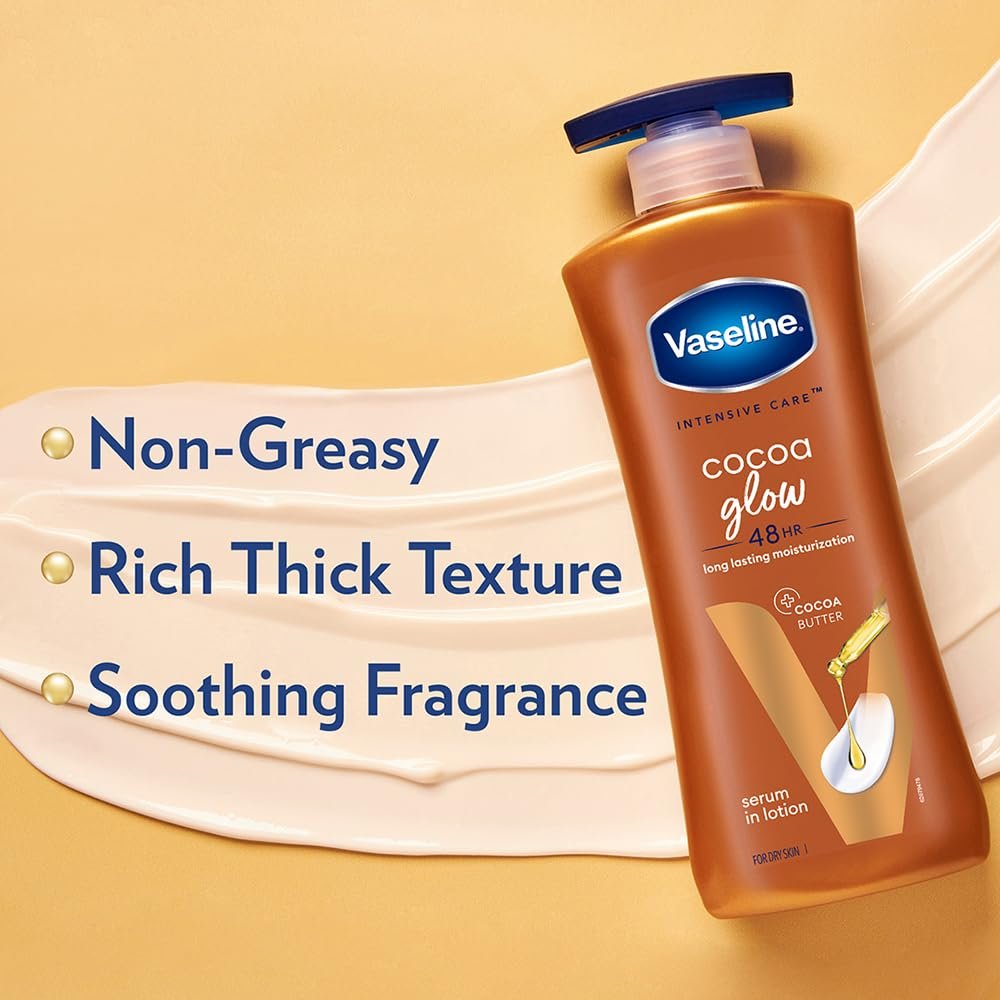 Vaseline Cocoa Glow Serum In Lotion, 600 ml | 100% Pure Cocoa & Shea Butter for Glowing & Soft Skin thumbnail