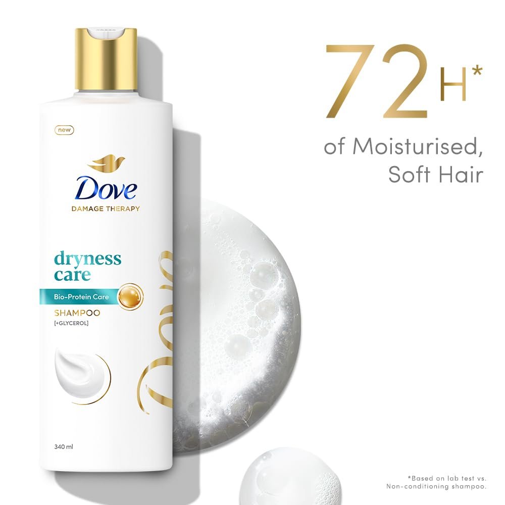 Dove Dryness Care Shampoo 340 ml|| With Pro-Moisture Complex for Dry Hair & Scalp|| Gives Soft|| Smooth|| Damage Free Hair - Daily Shampoo for Men & Women thumbnail