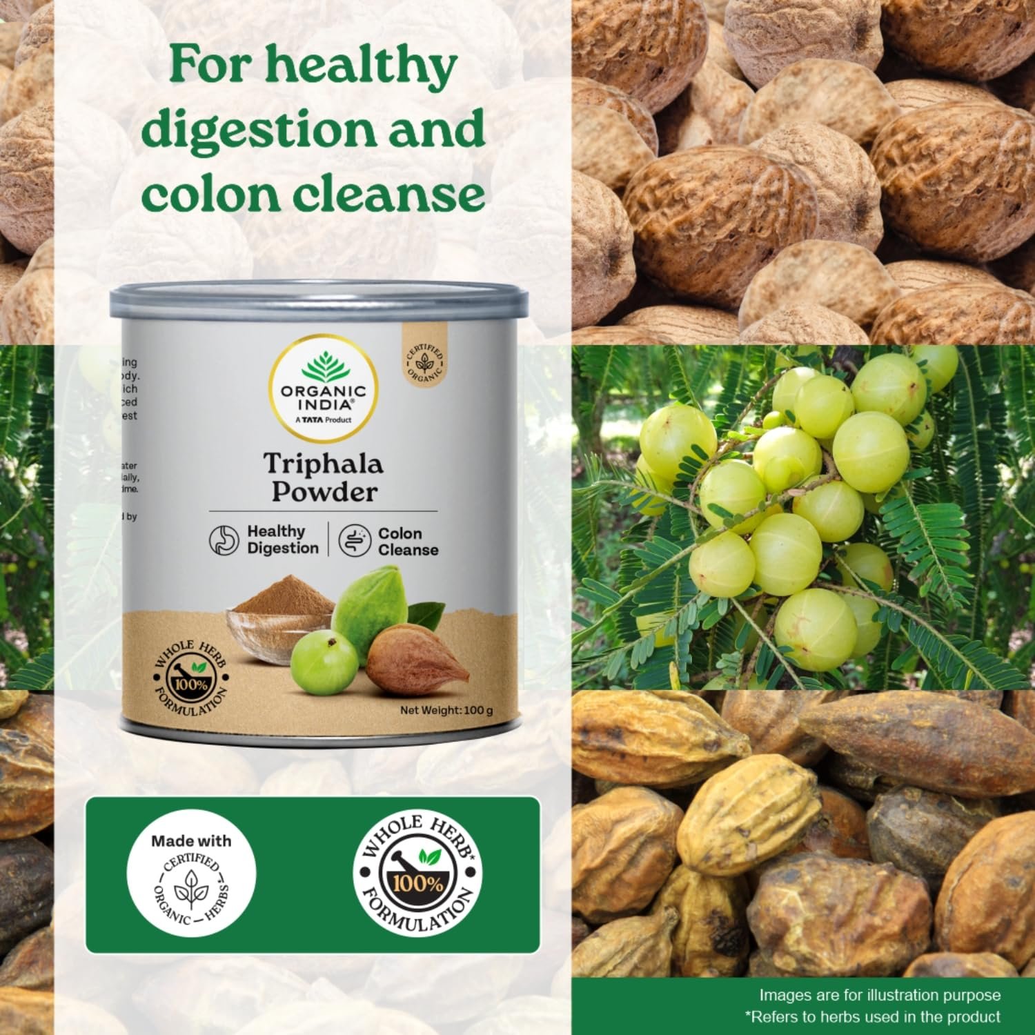 A TATA Product - Organic India Triphala Powder , Supports Immune System, Colon & Digestion, For Balanced Bowel & Gut Health - 100g thumbnail