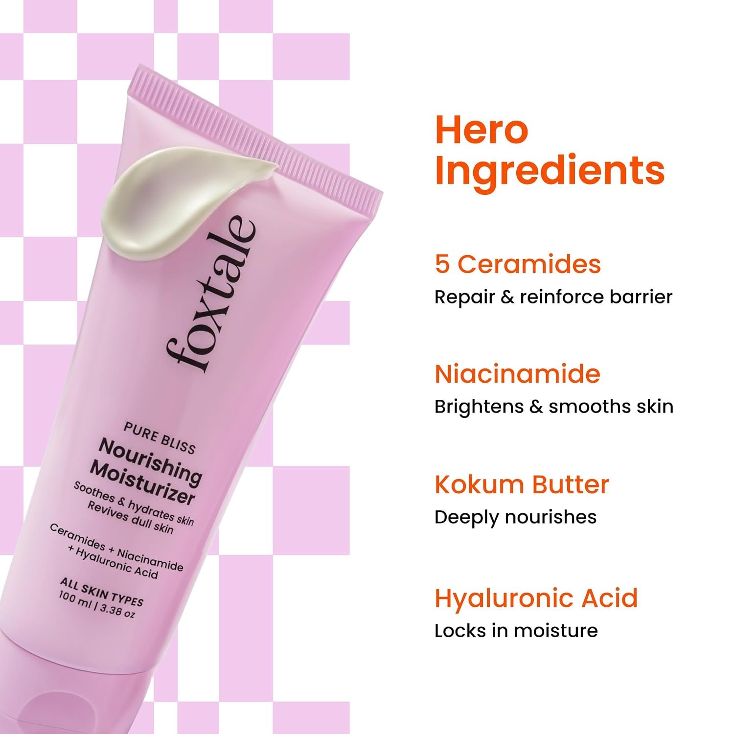 Foxtale Nourishing Ceramide Face Moisturizer with Niacinamide for 100 Hr Hydration, Lightweight & Non-Sticky, For Soft & Glowing Skin, Men & Women, All Skin Types, 100 ml thumbnail