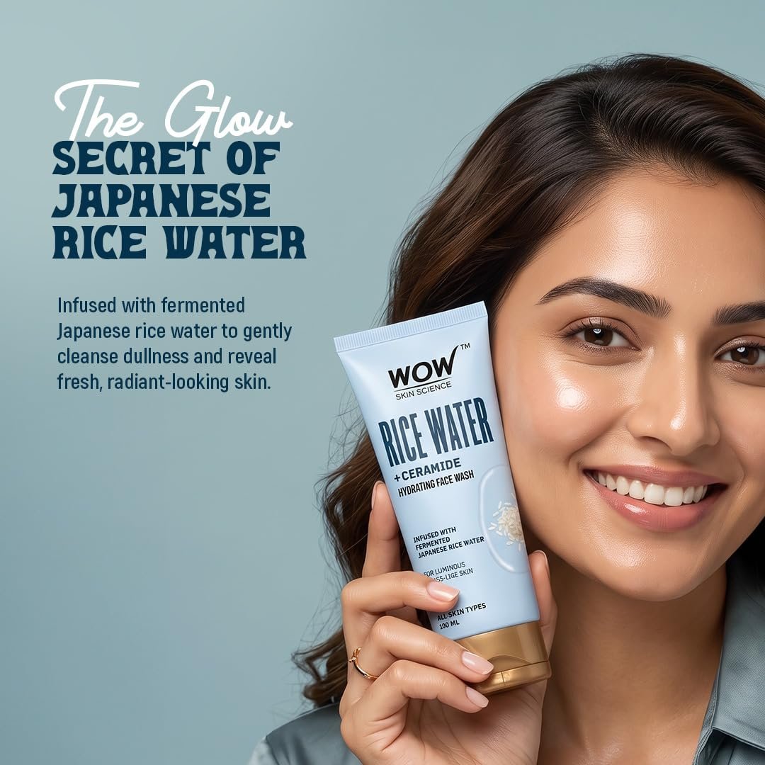 WOW Skin Science Rice Water & Ceramide Hydrating Face Wash | Brightens Skin | Tightens Pores | Locks in Moisture | Reduces Fine Lines | Improves Skin Elasticity | 100ml thumbnail