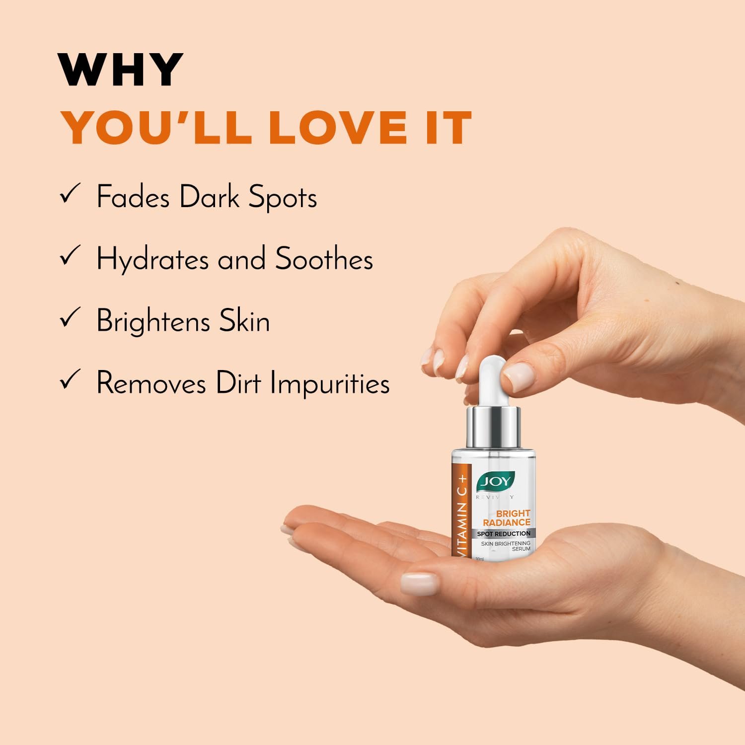 Joy Bright Radiance Vitamin C Face Serum for Skin Brightening | 5 Action Formula - Brightens, Tightens, Nourishes, Reduces Dark Spots & Skin Irritation | Suitable For All Skin Types (30ml) thumbnail