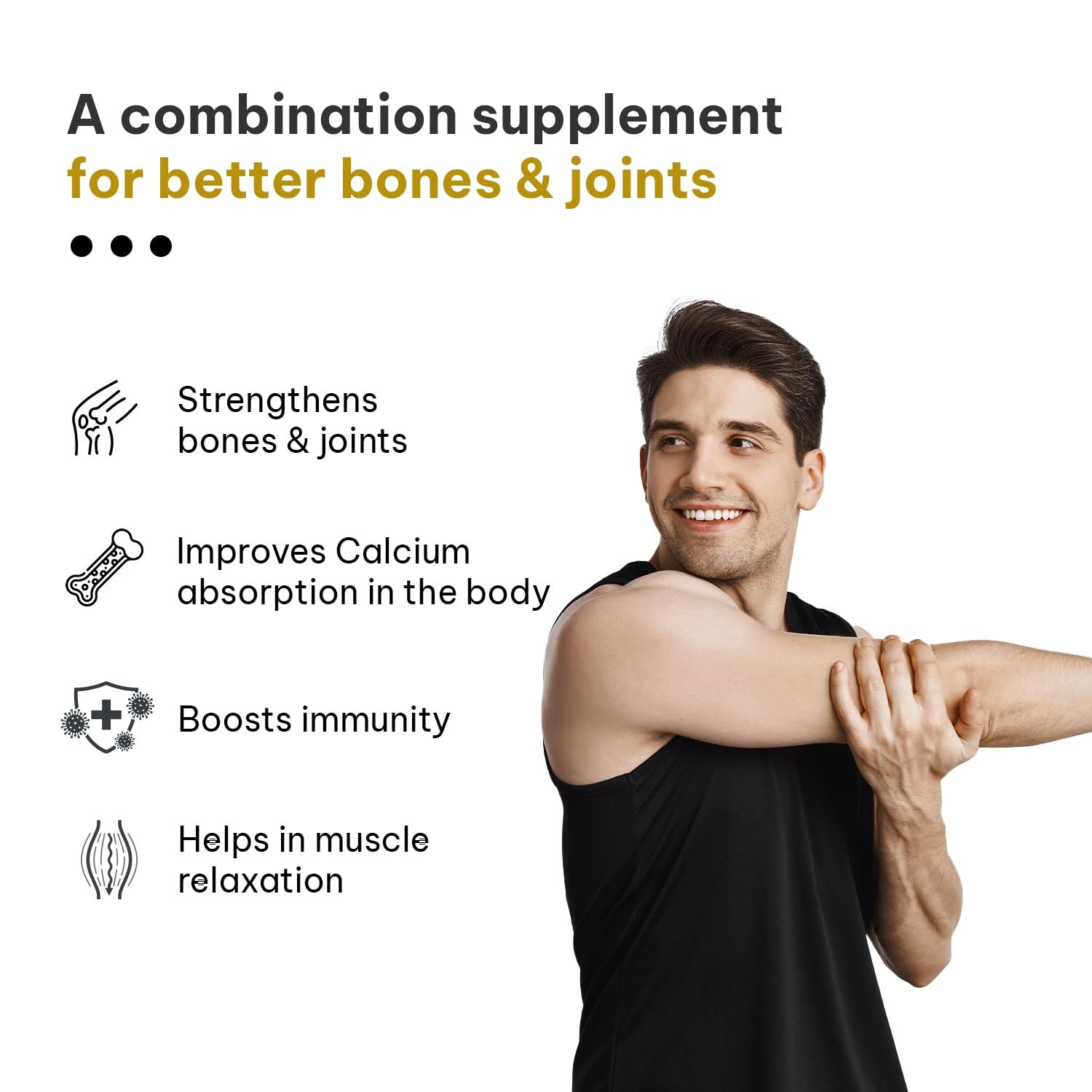 hk vitals Calcium Magnesium & Zinc, 60 Tablets With Vitamin D3 | Supports Bone & Joint Health thumbnail