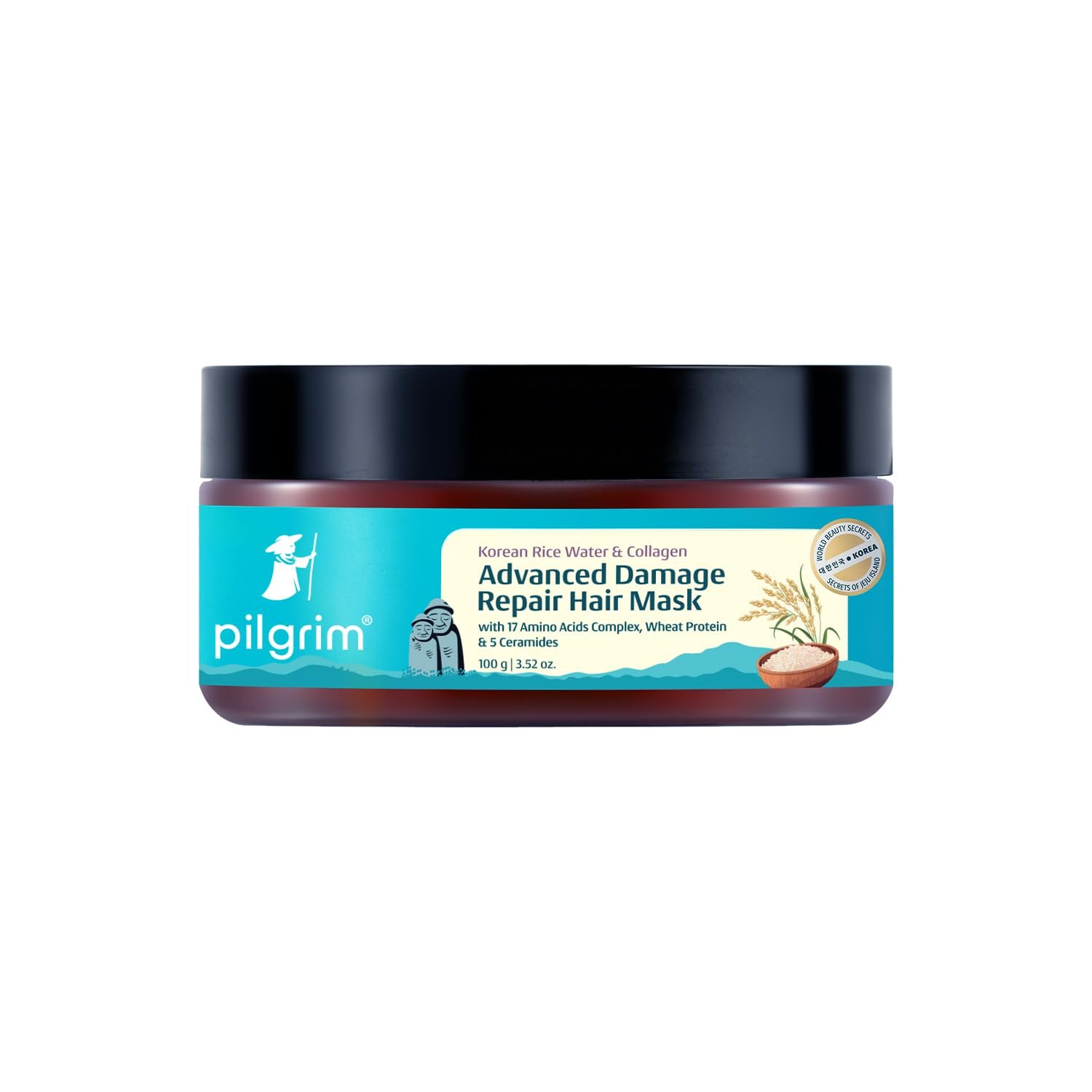Pilgrim Unscented Korean Rice Water & Collagen Advanced Damage Repair Mask - 100ml|Deep Repair for Dry,Frizzy & Damaged Hair|With 17 Amino Acids,Wheat Protein & Ceramides|Paraben-Free