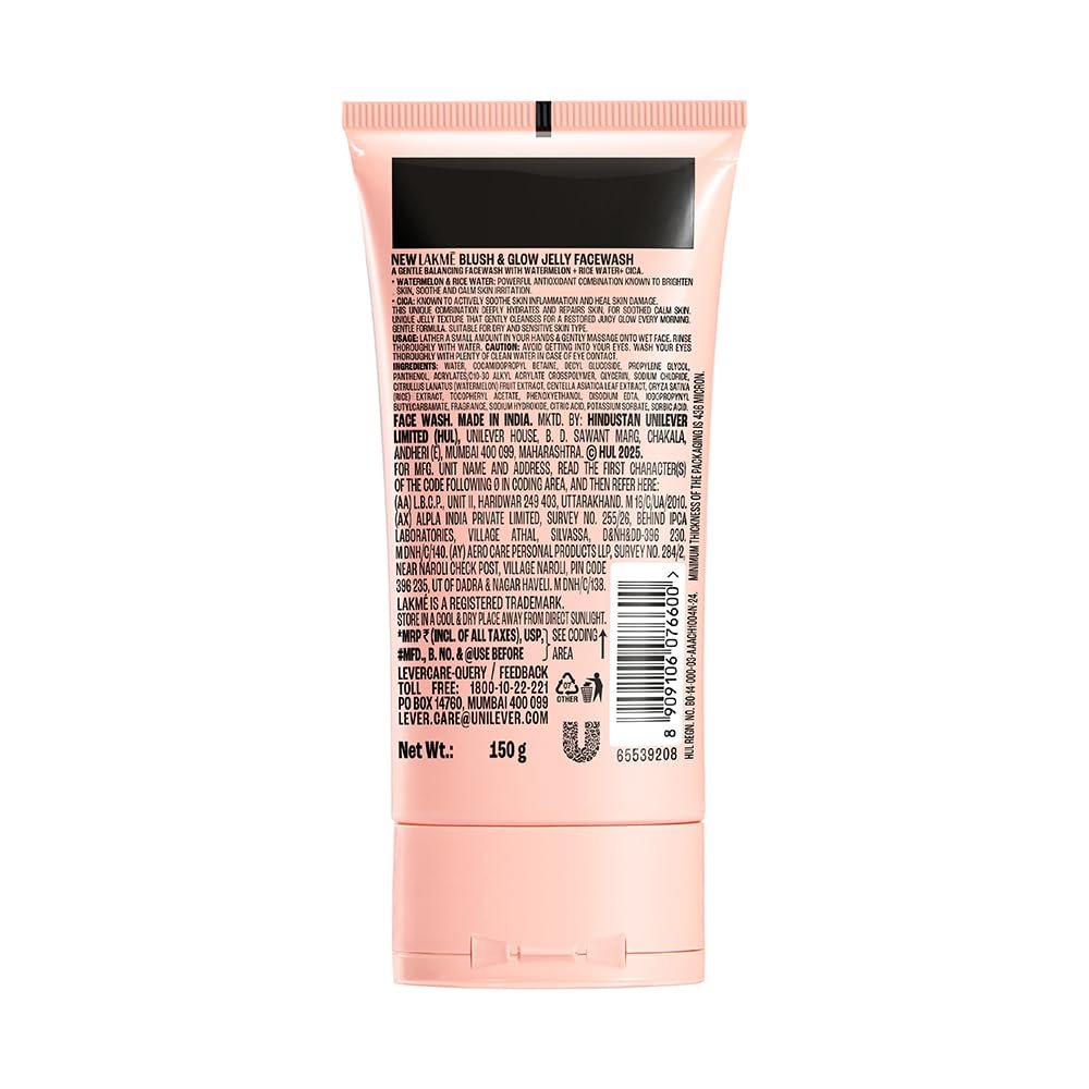 LAKME Blush & Glow, Gentle Jelly Face Wash, 100 g, for Fresh Visible Glow, with Avocado Matcha & Salicylic Acid, Unclogs Pores Effectively, Ideal for Oily & Combination Skin thumbnail