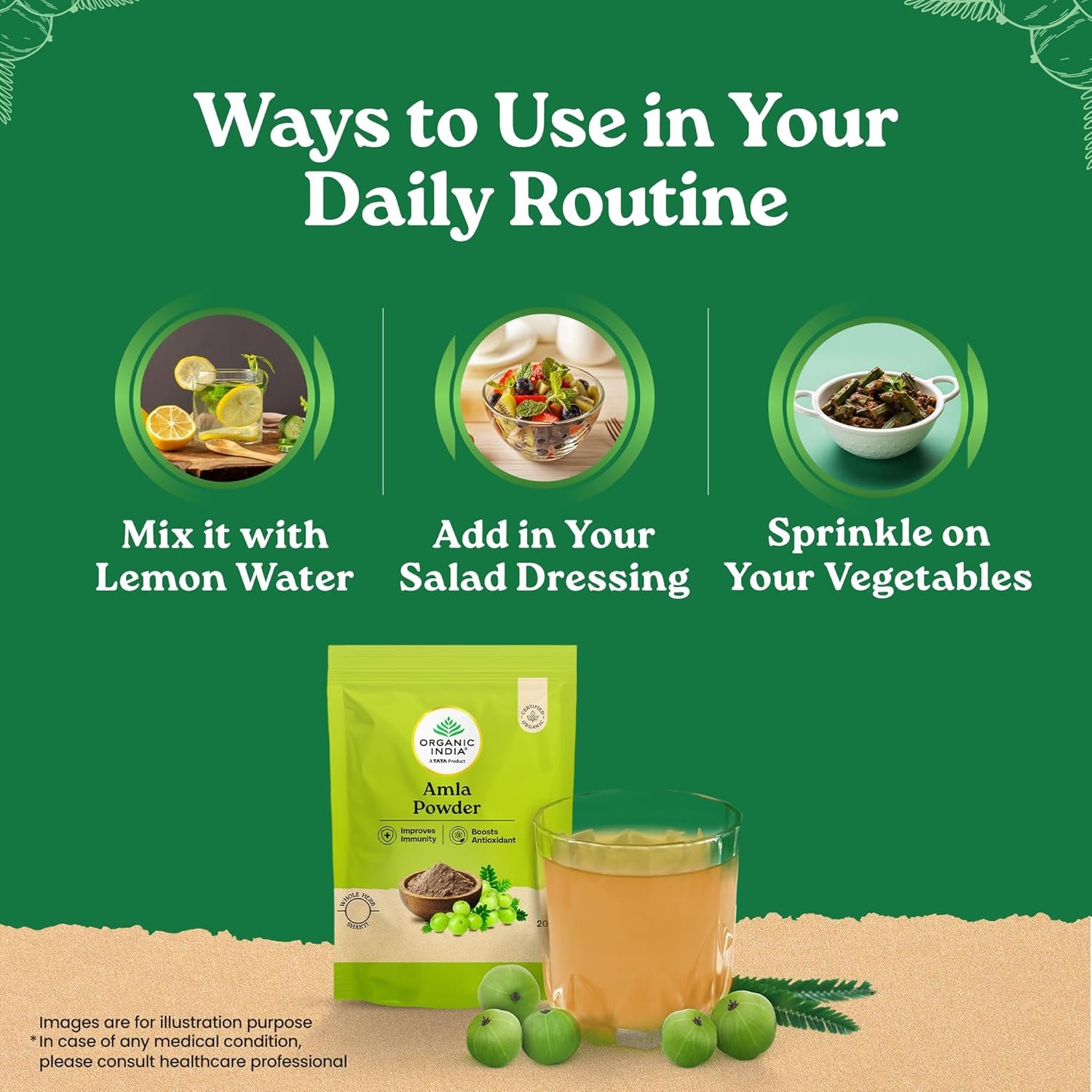 A TATA Product - Organic India Amla Powder, 200g, Whole Hera, Improves Immunity, Boosts Antioxidant, Certified Organic thumbnail