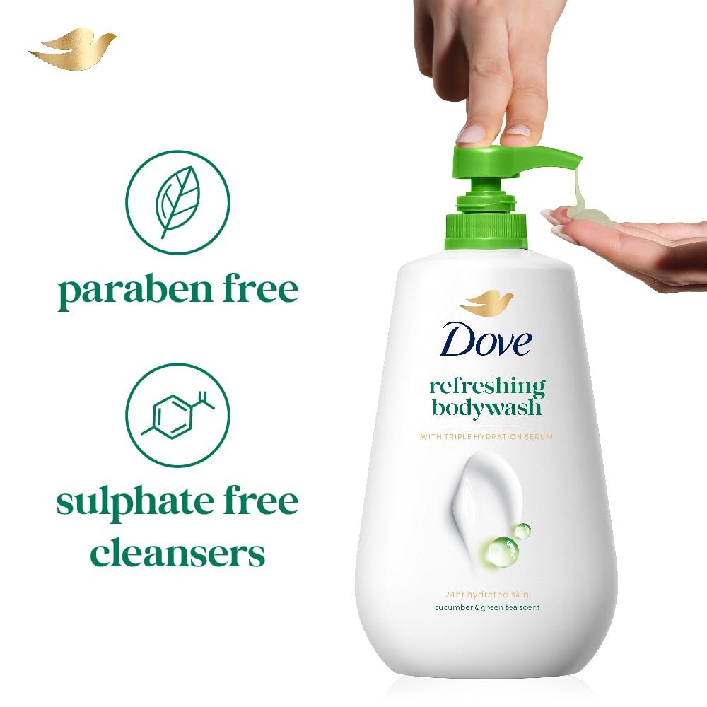 Dove Refreshing Body Wash – 800ml PET Bottle | Refreshing & Gentle Cleansing for Soft, Smooth and Nourished Skin thumbnail