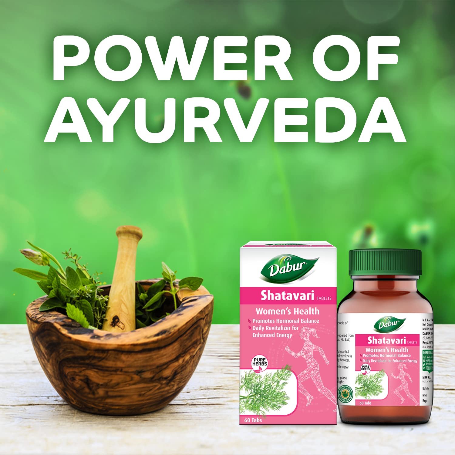 Dabur Shatavari Tablets 60 Tablets | Ayurvedic Women's Wellness Supplement | Supports Hormonal Balance & Overall Well-Being thumbnail