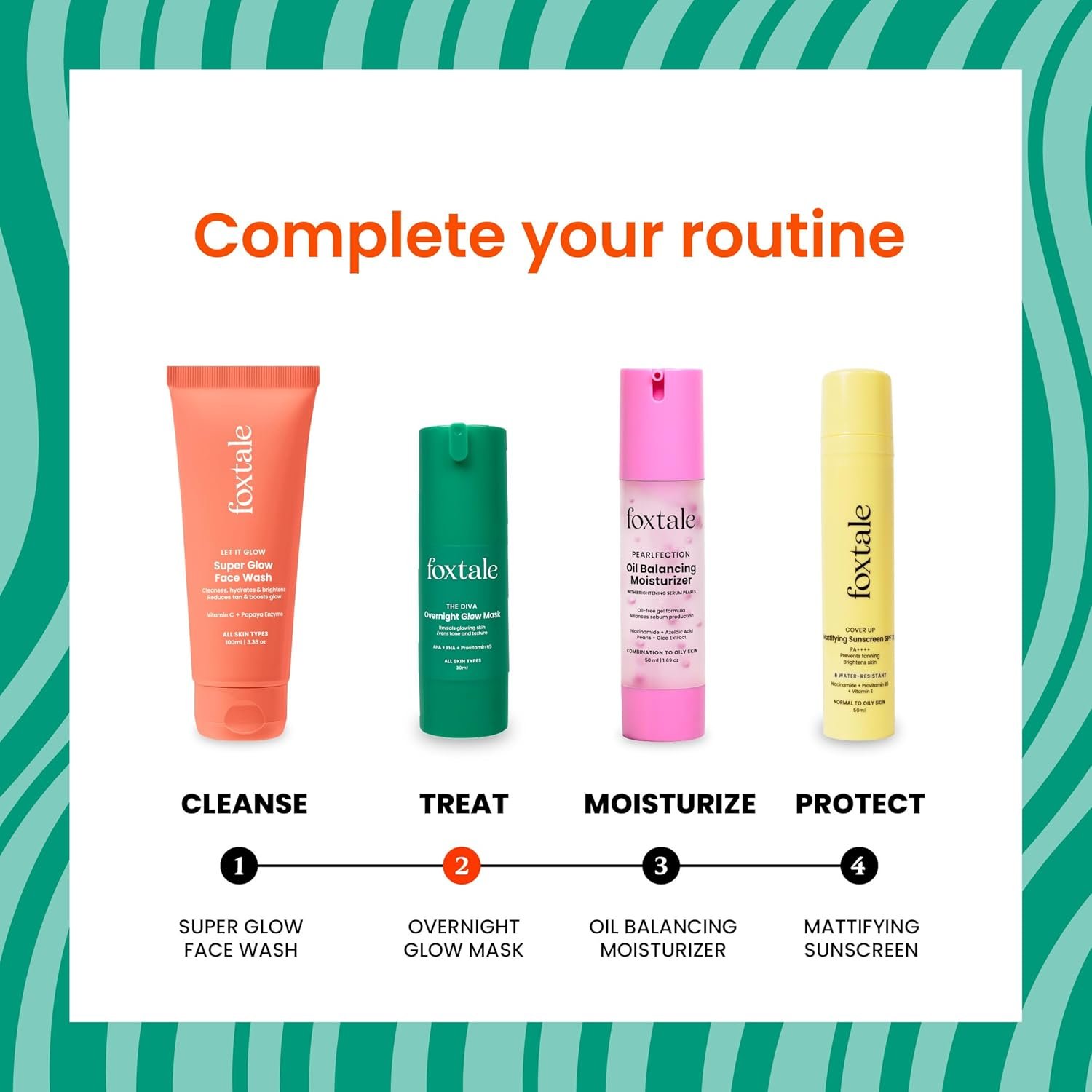 Foxtale Overnight Glow Mask | 4% Glycolic Acid | 3% Lactic Acid |Reduces Blackheads, Whiteheads | 30 Second Salon like Brightening Facial for Glowing Skin | Men & Women - 30ml thumbnail