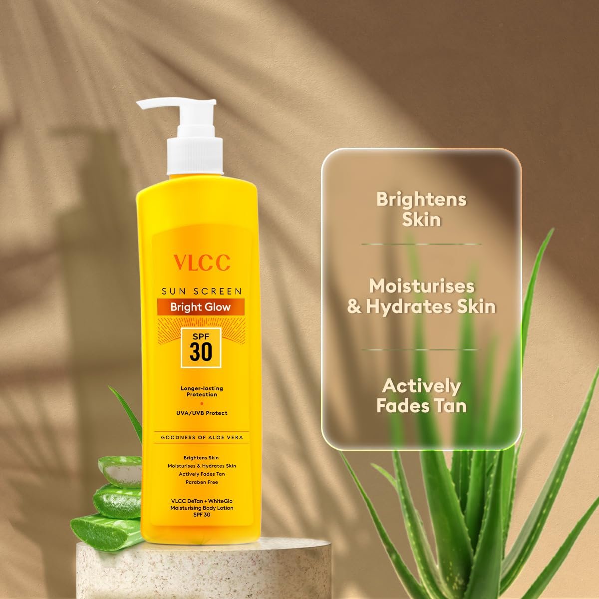 VLCC Bright Glow Sunscreen Body Lotion SPF 30 PA+++ | Brightens and Moisturises Skin. With Cocoa & Shea Butter, Aloe vera & Almond Oil. thumbnail