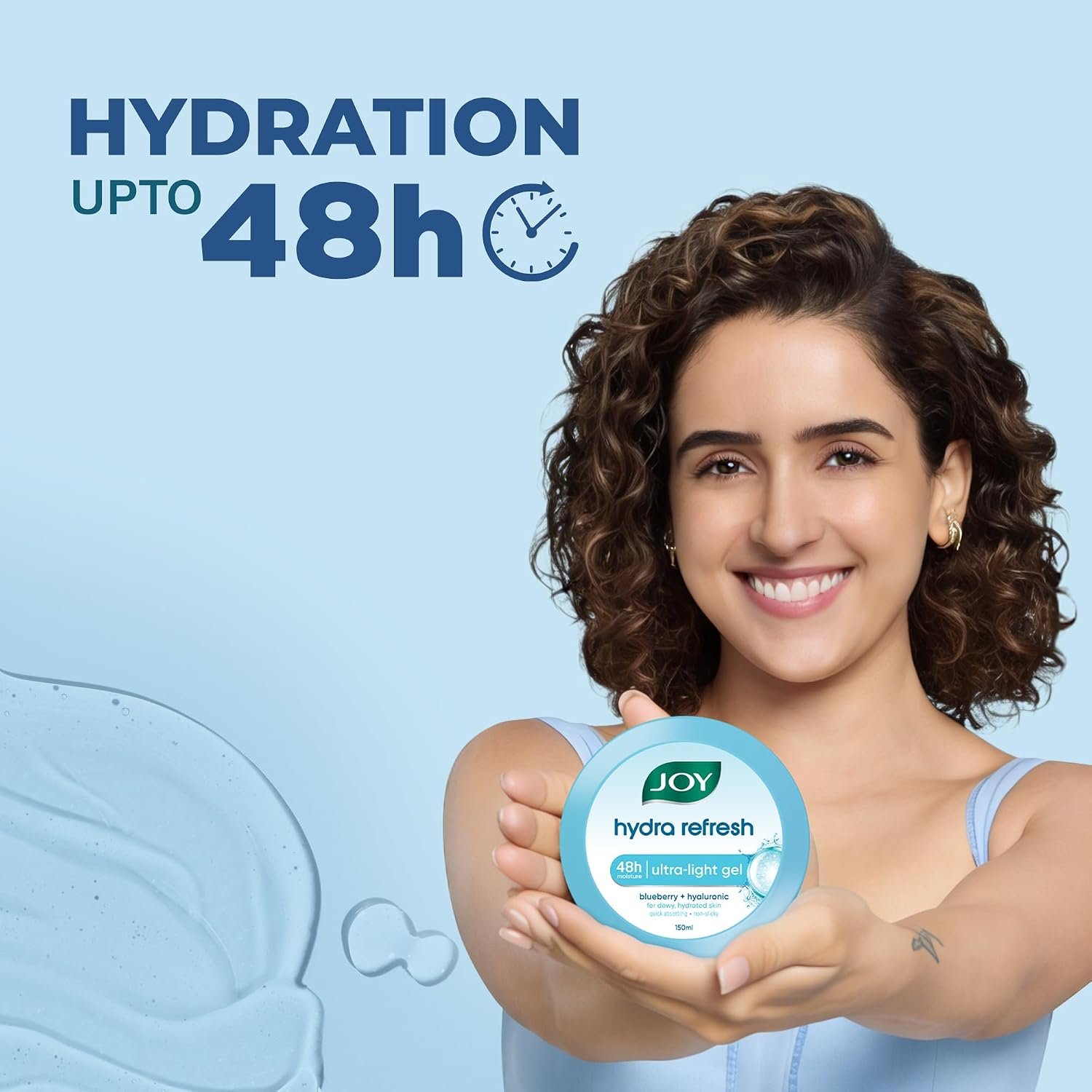 Joy Hydra Refresh Ultra Light Oil-Free Gel Moisturizer for Oily & Acne-Prone Skin | Hyaluronic Acid + Panthenol | 48hr Hydration, Non-Sticky Matte Finish | 150ml thumbnail