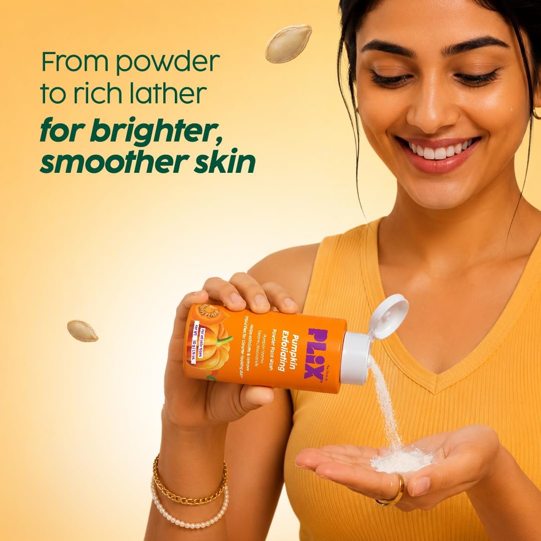 PLIX The Plant Fix Pumpkin Powder Cleanser | Gentle Exfoliating Face Cleanser for Brighter, Smoother & Fresh-Looking Skin | Helps Remove Dead Skin & Impurities | Daily Skincare thumbnail