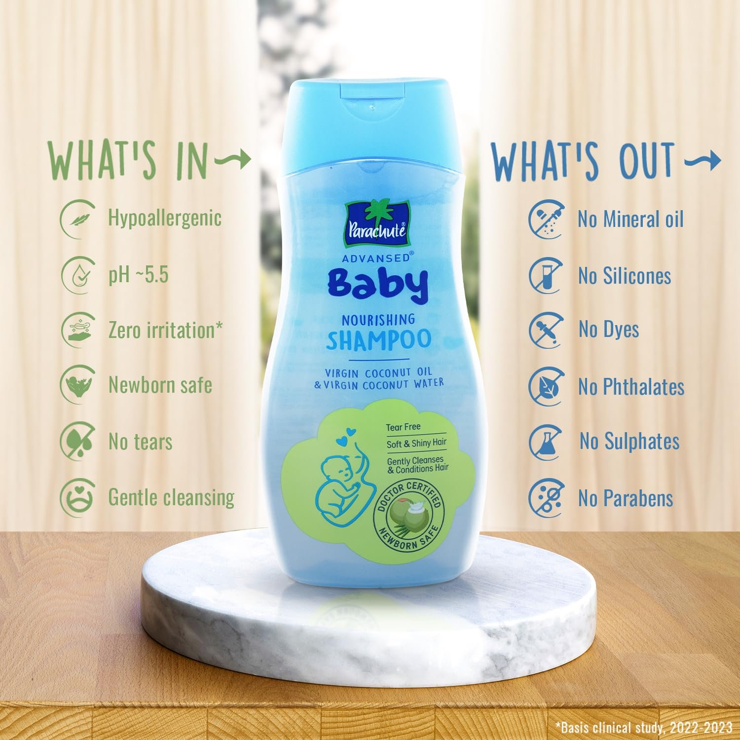 Parachute Advansed Baby Shampoo for Kids | Doctor Certified | Tear Free | Tender Coconut Water & Virgin Coconut Oil | Soft & Shiny Hair | 410ml thumbnail