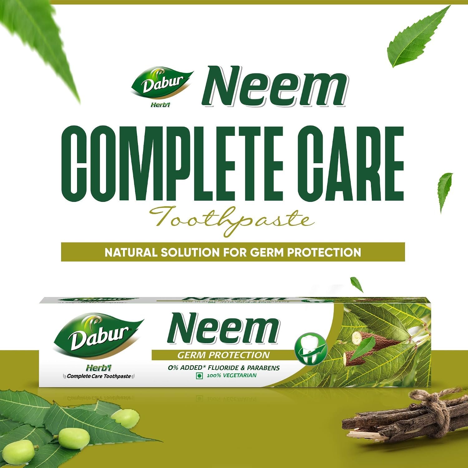 Dabur Herb'l Neem Toothpaste 200g | Neem-Enriched Germ Protection Oral Care | Helps Maintain Healthy Teeth & Gums | Fresh Breath thumbnail