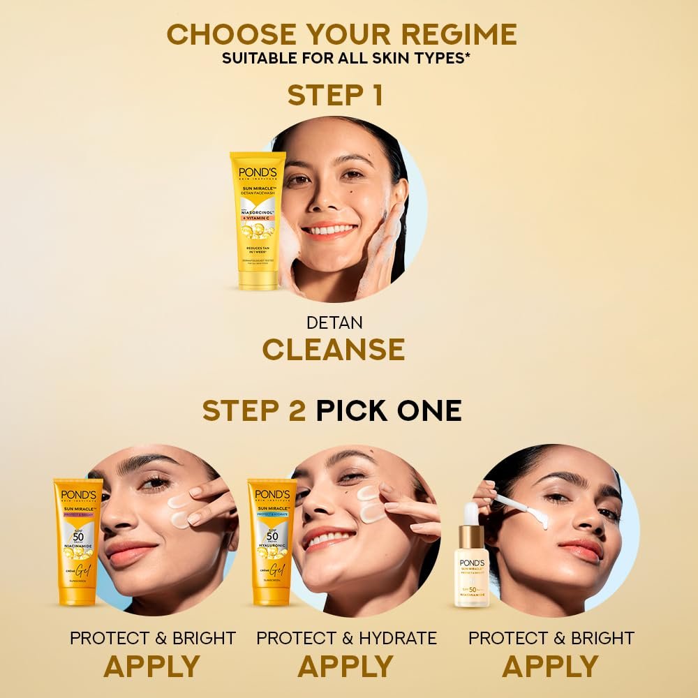 Pond's Detan Face Wash for Tan Removal in Just 7 Days | Contains Vitamin C and Niacinamide | Facewash for All Skin Types, 100gm thumbnail