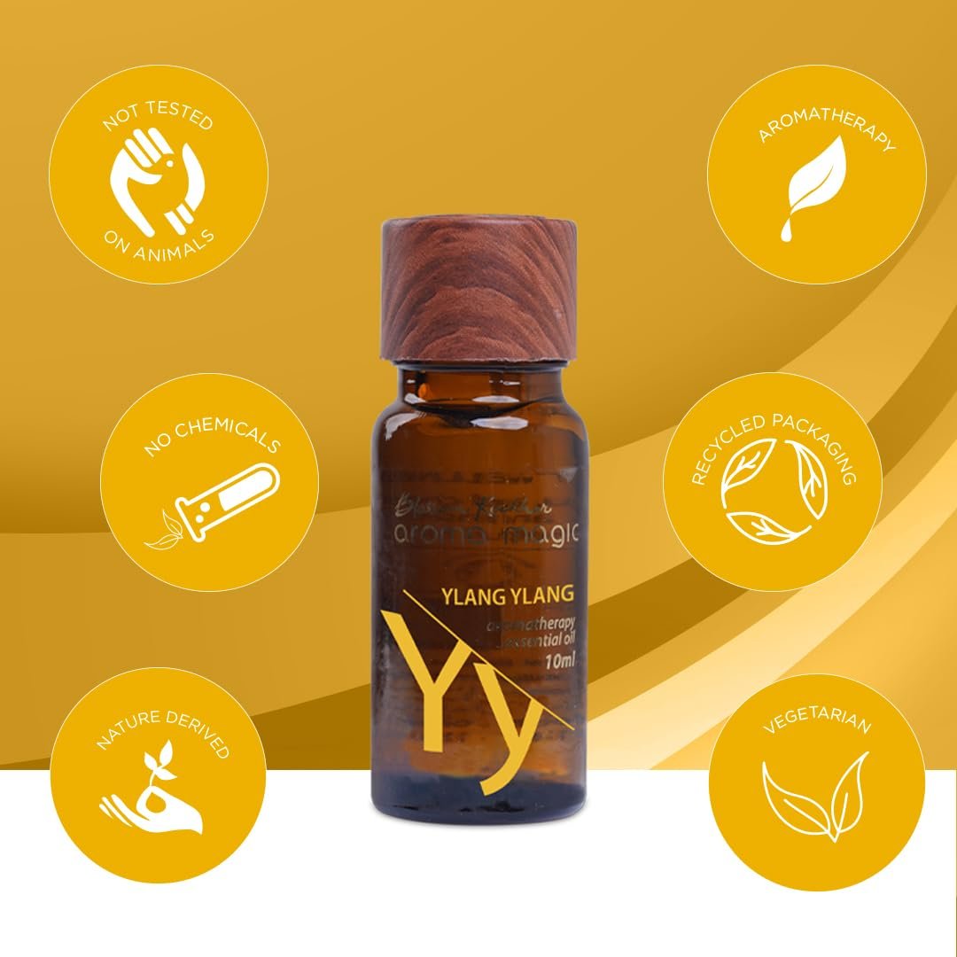 Aroma Magic Ylang Ylang Essential Oil – Pure Cananga Odorata for Energy, Skin & Hair Rejuvenation & Relaxation – 10ml thumbnail