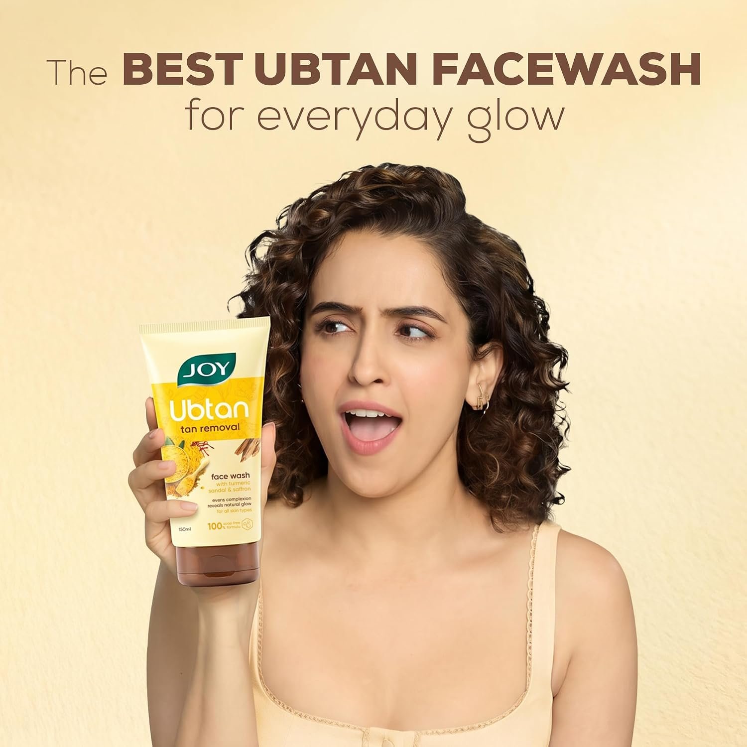 Joy Ubtan Tan Removal Face Wash 150ml | Detan Facewash | Brightens, Removes Dirt & Blemishes for a Natural Glowing Skin | Enriched With Turmeric, Saffron & Sandalwood | thumbnail