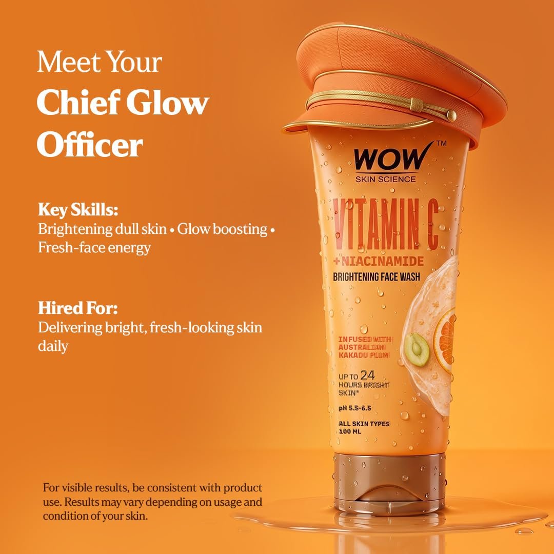 WOW Skin Science Brightening Vitamin C & Niacinamide Face Wash|For Brighter Glow|Paraben & Sulphates Free|Face Wash for Women & Men 100 ml thumbnail