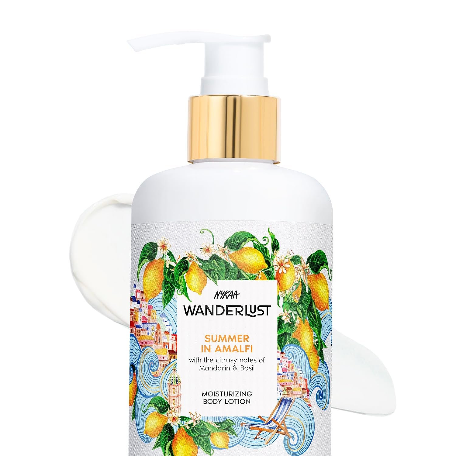 Nykaa Wanderlust Summer in Amalfi Moisturising Body Lotion, 300 ml |Mandarin and Basil Perfume | Lightweight, Long-Lasting Hydration | Vegan, Paraben-Free I Suitable for All Skin Types