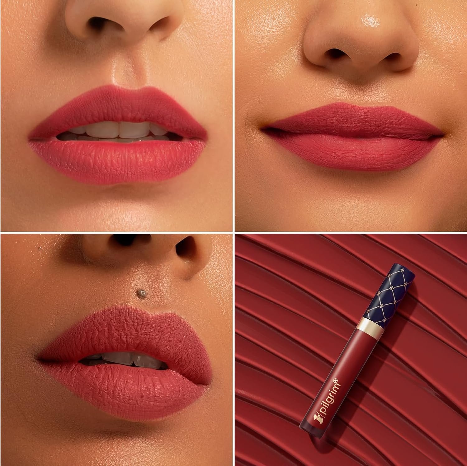 Pilgrim Oh So Crème! Premium Matte Liquid Lipstick | Most Lightweight & Transfer-proof Lipstick | Highly Pigmented & Long-Lasting | 3.5ml (Rouge Crush-13) thumbnail