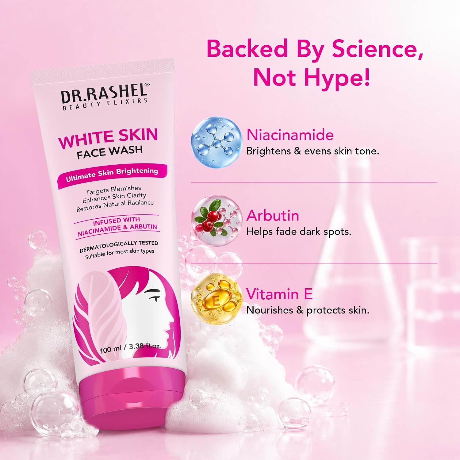 DR.RASHEL Beauty Elixirs Face wash Natural Extracts White Skin Facewash Deep cleansing and skin brightening for oily and dry skin (100 ML) thumbnail