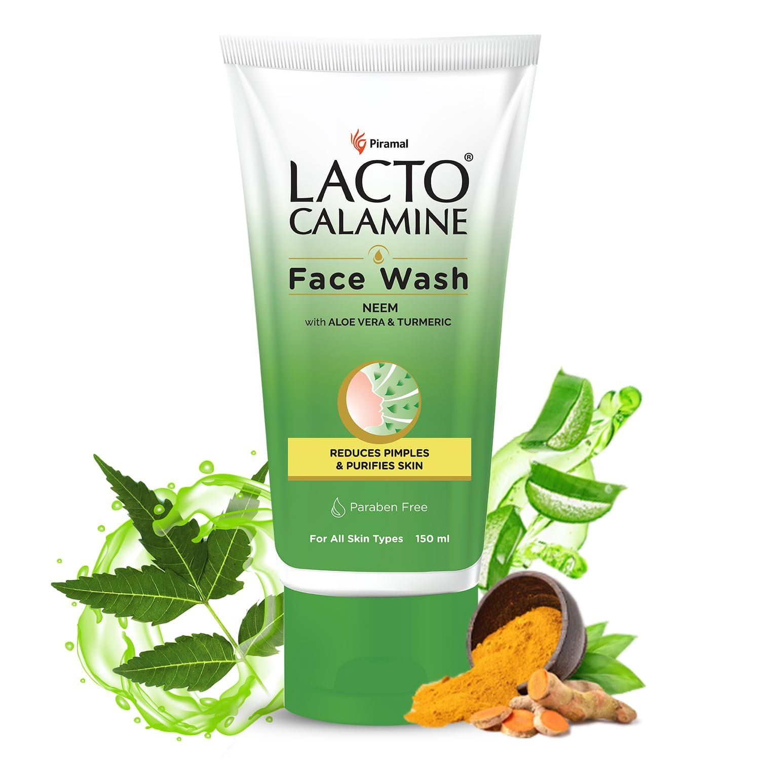 Lacto Calamine Neem Face Wash With Aloe Vera & Turmeric | 150ml | Niacinamide & Salicylic Acid Face Wash | Reduces Pimples, Purifies Skin & Oil Control |