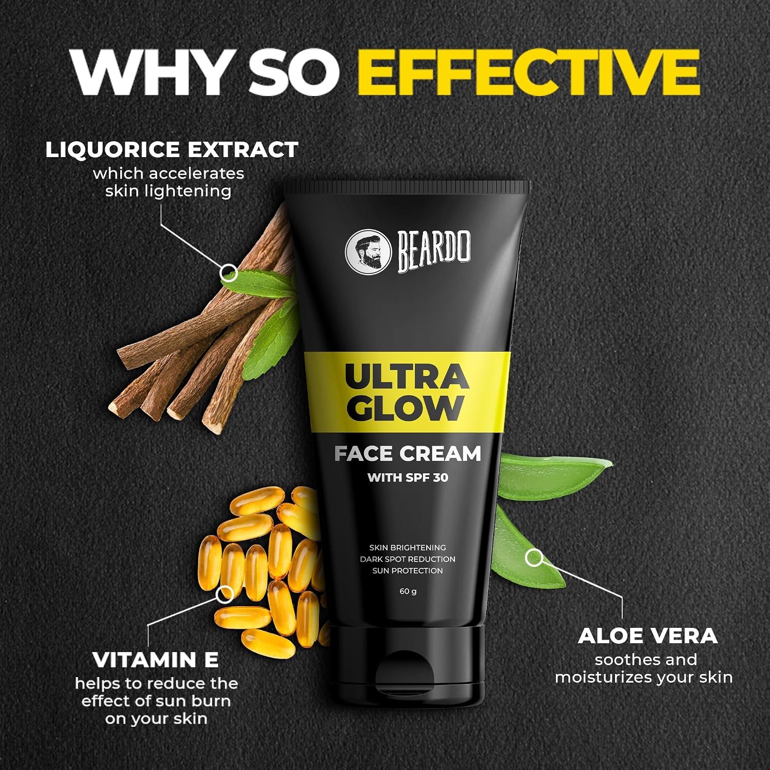 Beardo Ultraglow All in One Face Cream For Men with SPF 30, 60g | Aloe Vera With Vitamin E for Skin Brightening & Dark Spots Reduction thumbnail