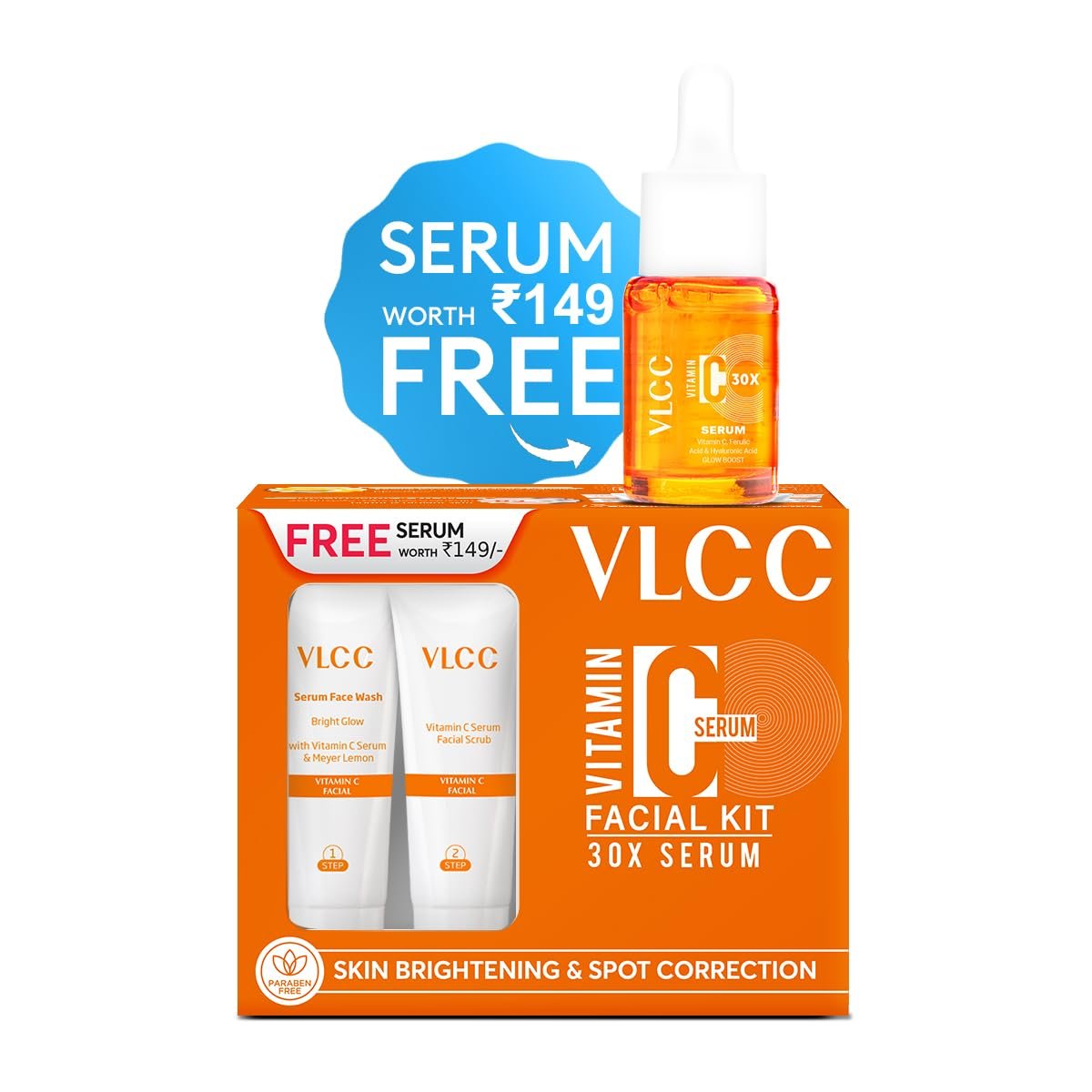 VLCC Vitamin C Serum Facial Kit - 58g | Skin Brightening Facial Kit | Skin Brightening Facial at Home | Fades Spots and Dullness | Vitamin C, Hyaluronic Acid & Ferulic Acid thumbnail