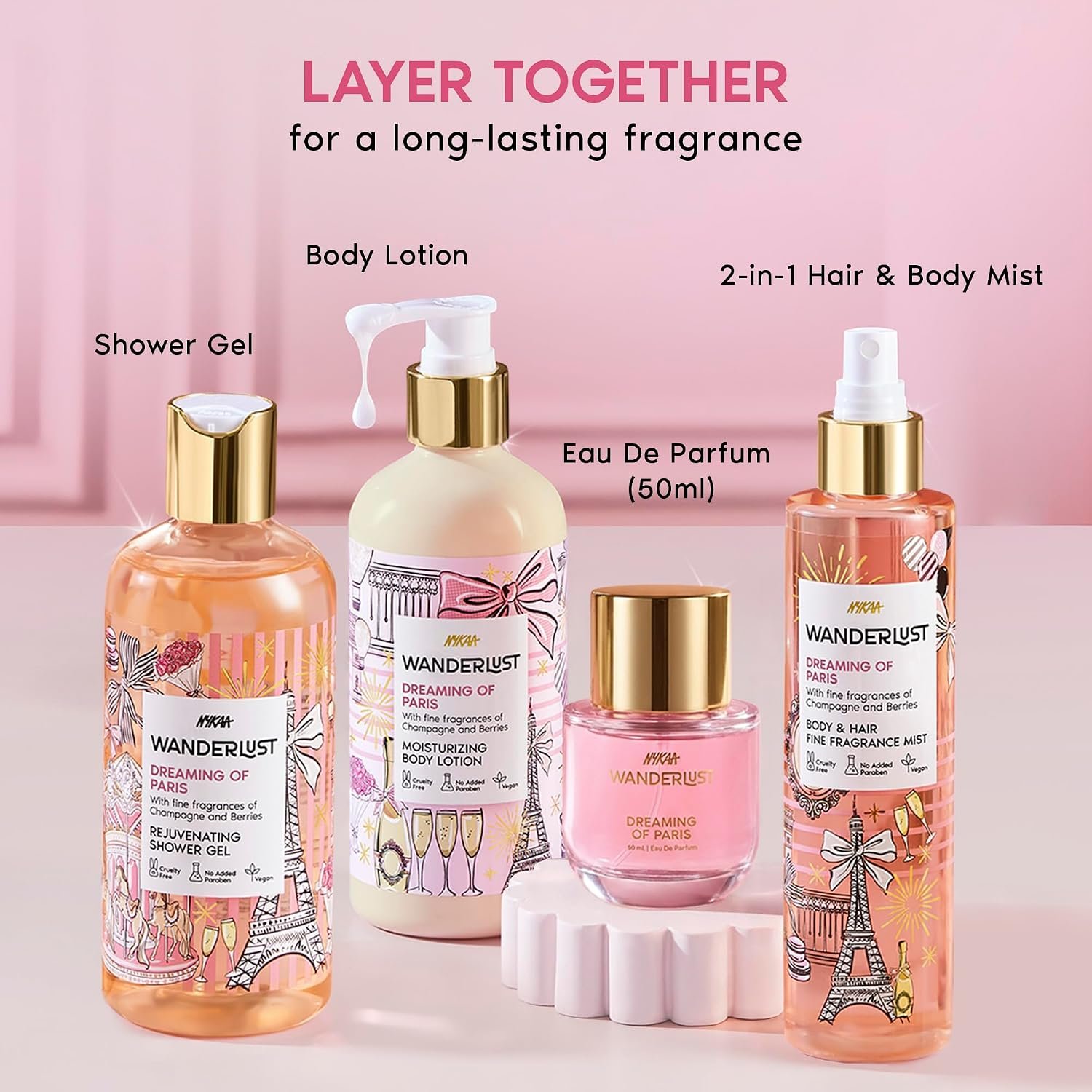 Nykaa Wanderlust Dreaming of Paris Moisturizing Body Lotion, Champagne & Berries Scent, Deep Hydration Daily Body Care for Soft & Smooth Skin, 300ml thumbnail