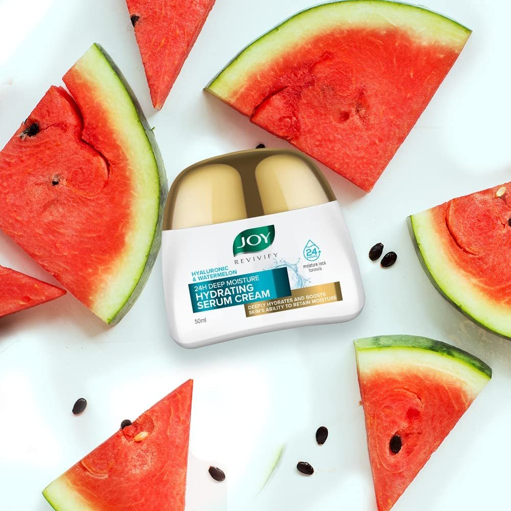 Joy Revivify Hyaluronic & Watermelon 24H Deep Moisture Hydrating Serum Cream | Deep Moisturizing Cream | Silky Smooth Feel | Vitamin A, C, E & B6 | Cocoa Butter – 50 ml thumbnail