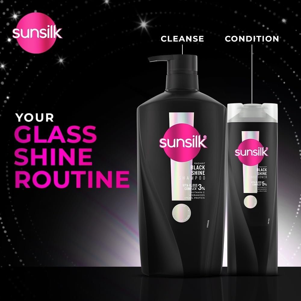 Sunsilk Radiant Black Shine Shampoo 650 ml || Infused with 3% VITA-GLOSS COMPLEX* || Gives Glass Shine Hair thumbnail