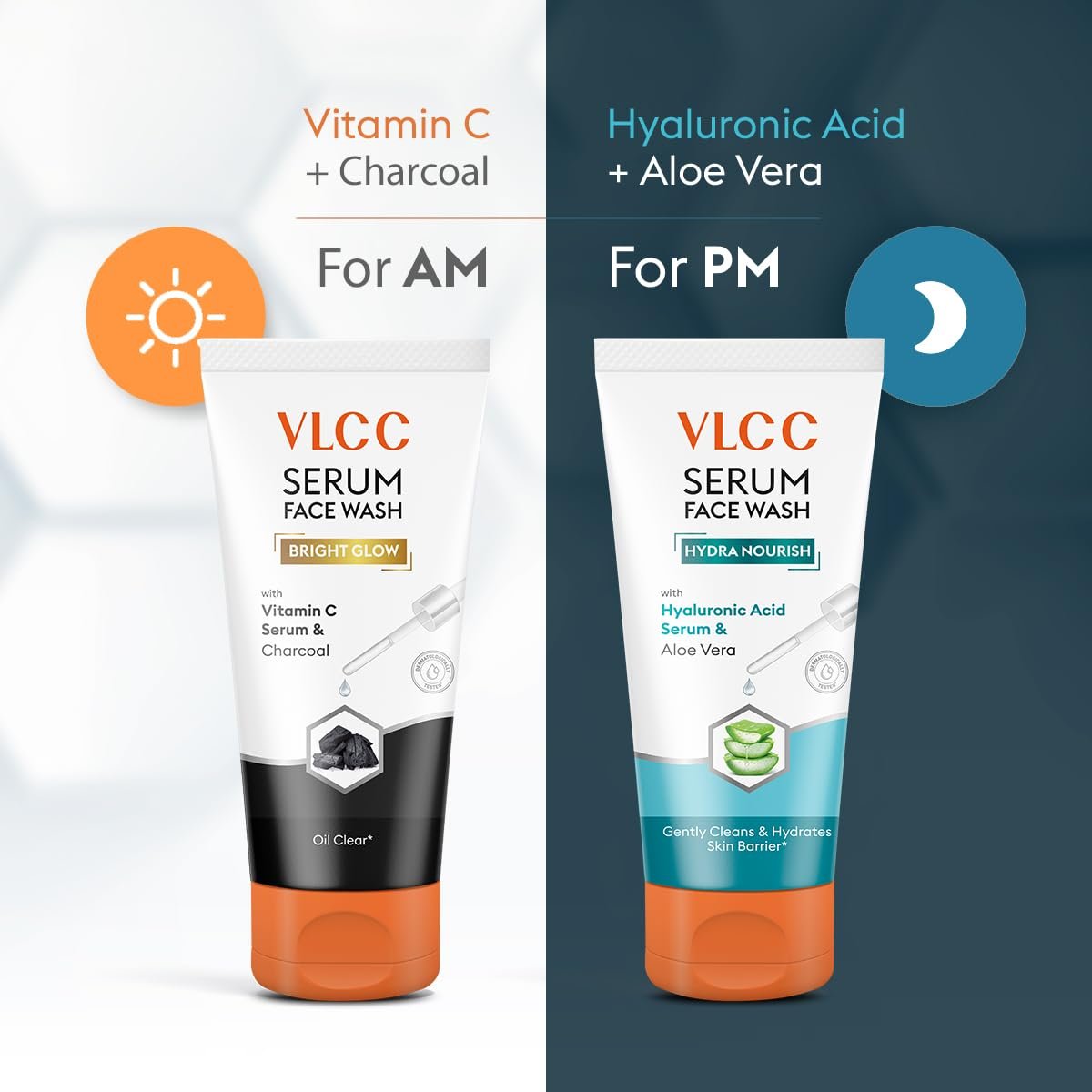 VLCC Vitamin C & Charcoal Serum Facewash - 150 ml for Oil Control & Brightening for AM | with Free Hyaluronic Acid & Aloe Vera Serum Facewash - 150 ml thumbnail