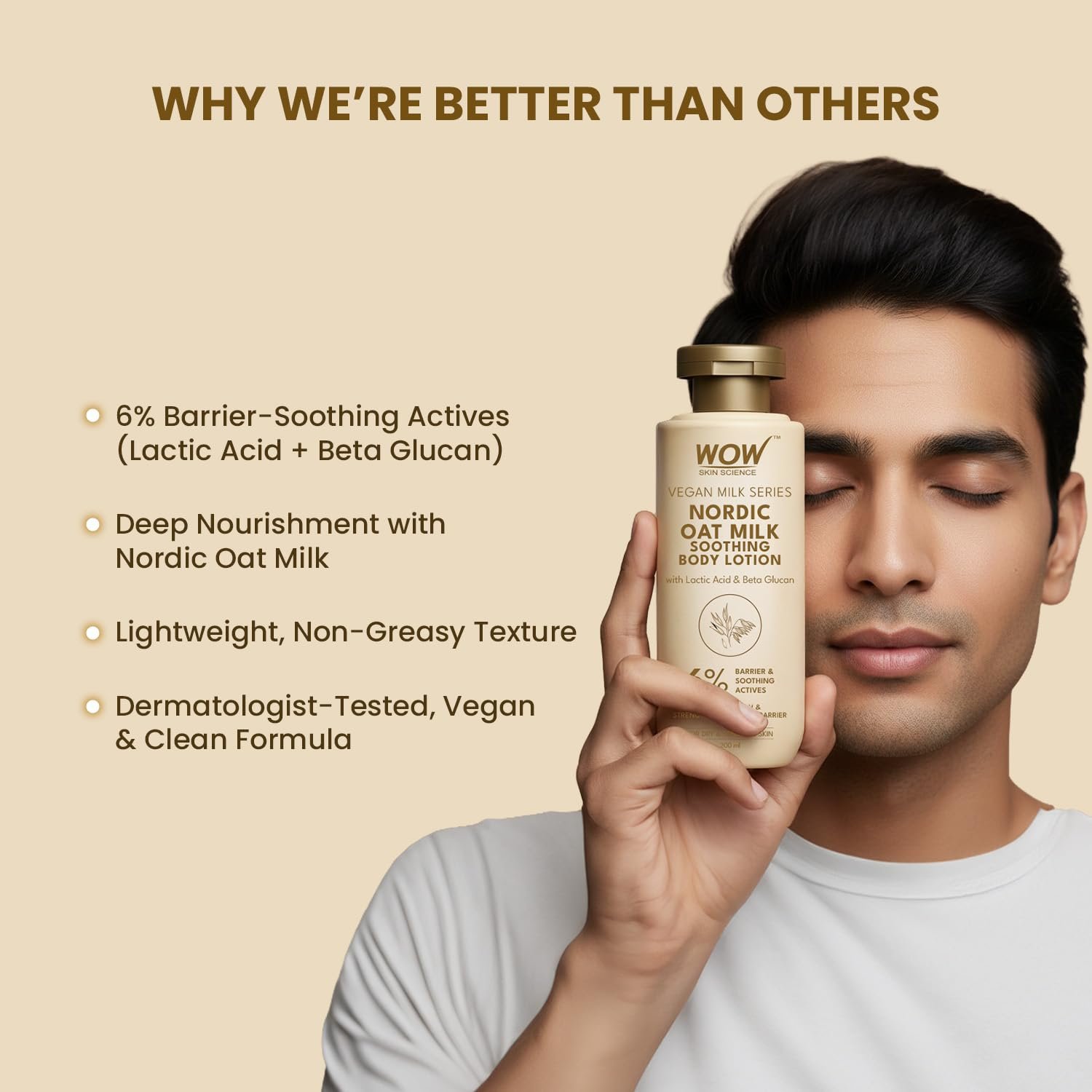 WOW Skin Science Vegan Nordic Oat Milk Soothing Body Lotion for Dry & Sensitive Skin | 6% Barrier Repair Actives with Lactic Acid + Beta Glucan + Shea Butter | 200ml thumbnail