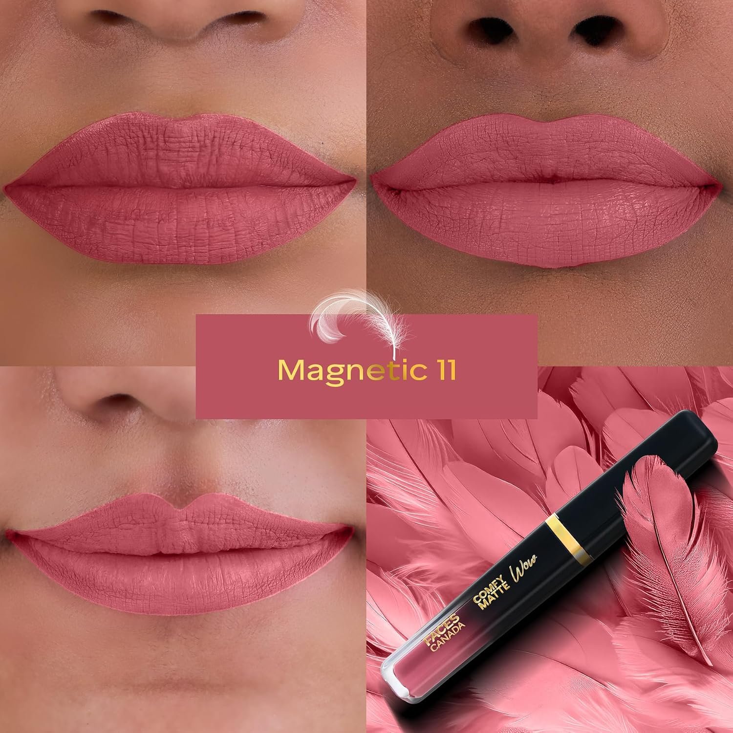 FACES CANADA Comfy Matte Wow Liquid Lipstick - Magnetic 11 (Pink) 3.8ml | One Swipe Application | Highly Pigmented | Comfortable Wear | Glides Smoothly | Long Lasting thumbnail