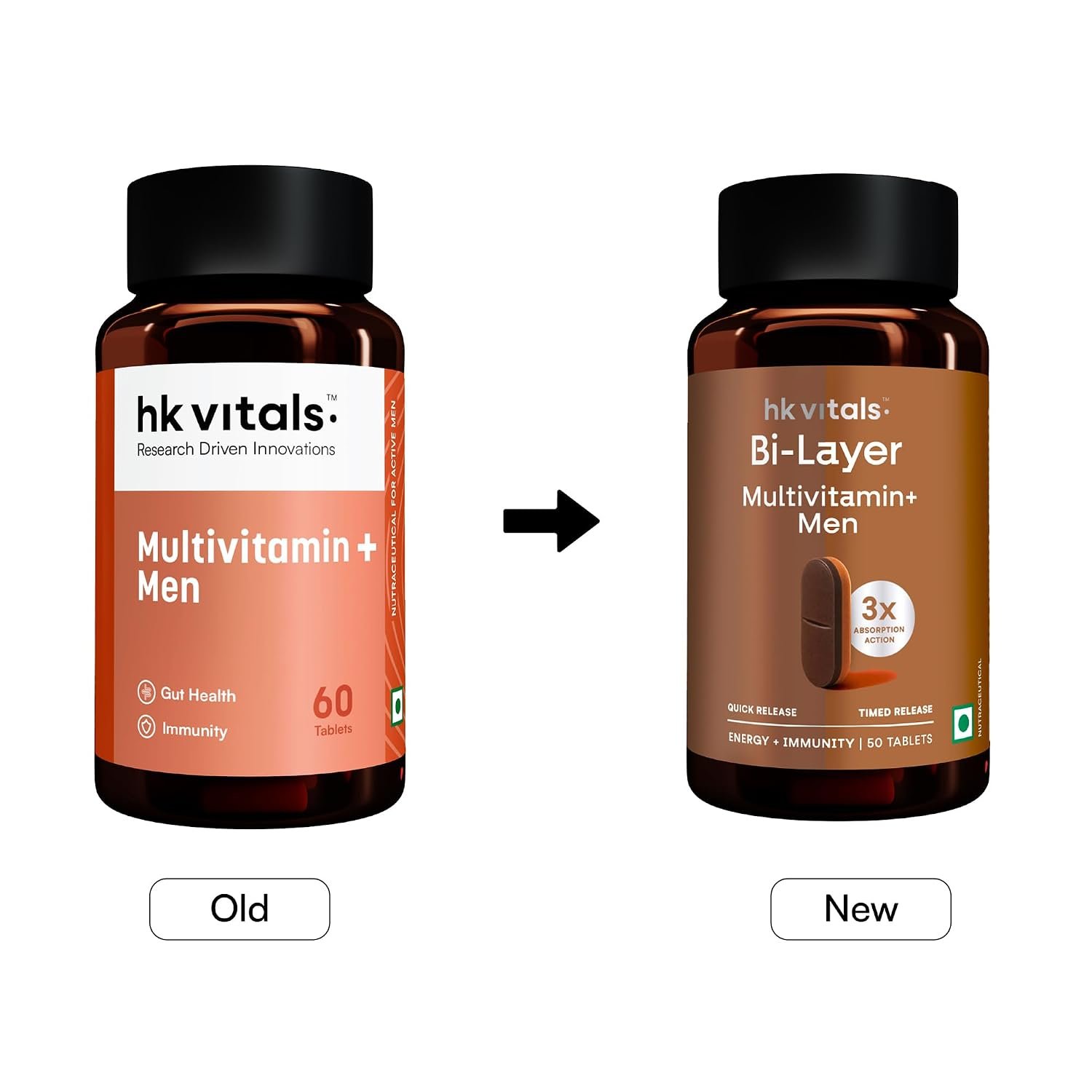 hk vitals Bi-Layer Multivitamin Plus Men, 50 Tablets Daily Multivitamin | Supports Heart, Bone & Muscle Health thumbnail