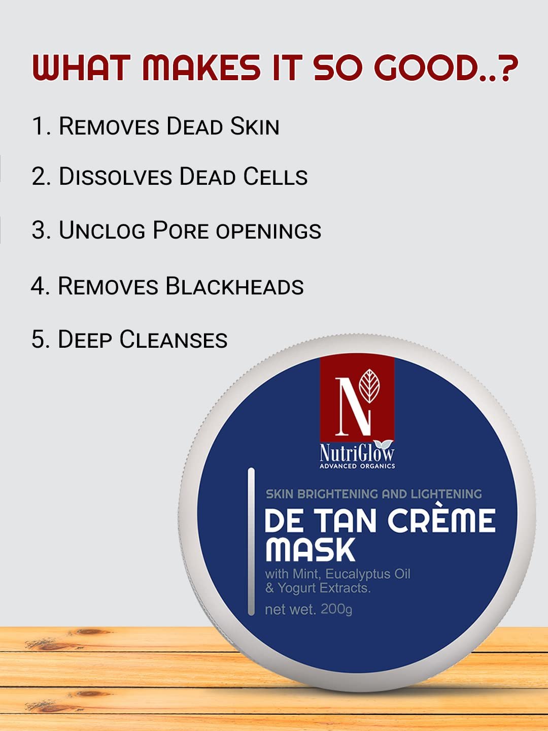 NutriGlow Advanced Organics De Tan Cream Mask 200g thumbnail