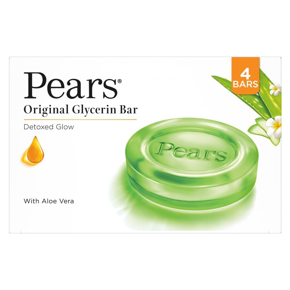 Pears Naturalé Aloe Vera Detoxifying Soap Bar | Refreshing Cleansing Bathing Soap for Clean, Soft & Fresh-Looking Skin | Pack of 4 × 125g (500g Total) thumbnail