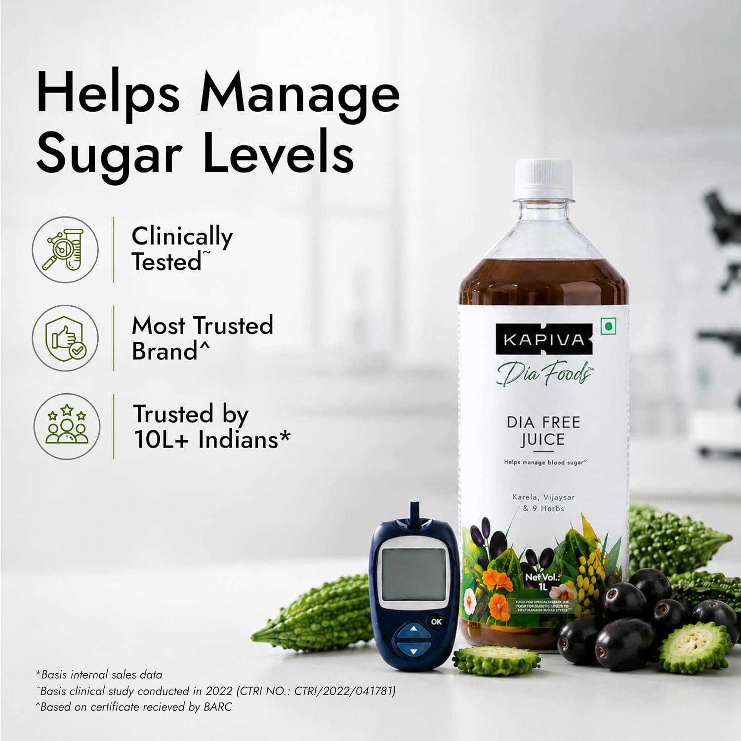 Kapiva Dia Free Juice, 1L | Scientifically designed formulation to support sugar levels | Karela, Vijaysar and 9 Herbs thumbnail