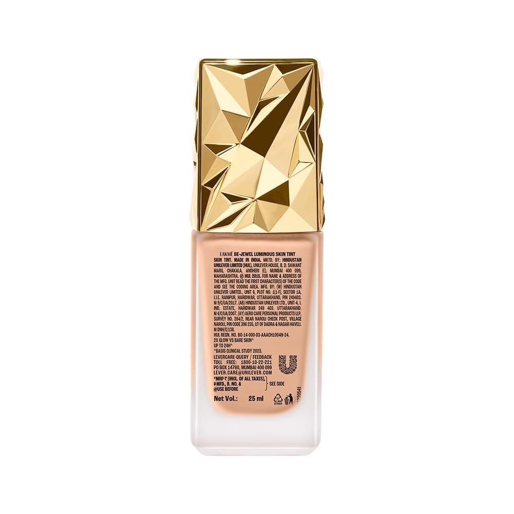 LAKME Be-Jewel Luminous Skin Tint, 25ml, for Radiant, Smooth and Luminous Finish, with Light-Reflecting Polymers, 24HR Filter-Like Wear, Foundation for Women Dry Skin, for Women - Warm Sand thumbnail