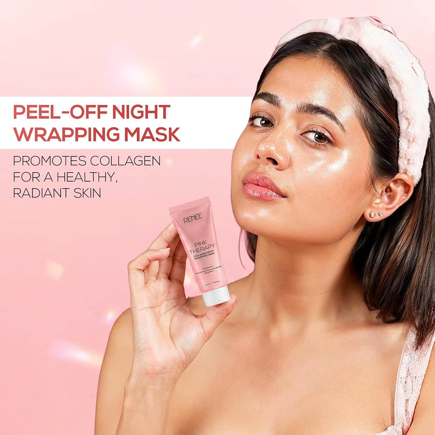 RENEE Pink Therapy Collagen Night Wrapping Face Mask, 20 ml For Young, Hydrated Skin, Texture & Elasticity, Improves Skin Barrier, Hyaluronic Acid & Niacinamide Infused thumbnail