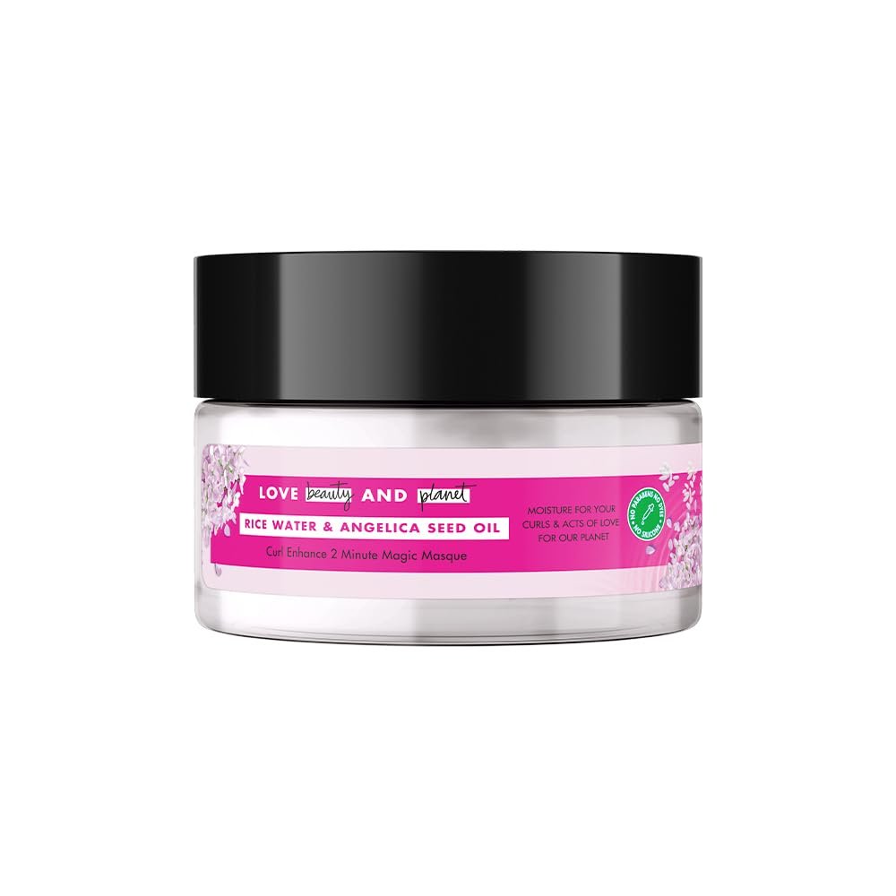 Love Beauty & Planet Rice Water & Angelica Seed Oil Curl Care Hair Mask | Deep Conditioning Treatment for Soft, Defined & Frizz-Controlled Curls | Silicone-Free & Paraben-Free | 200ml